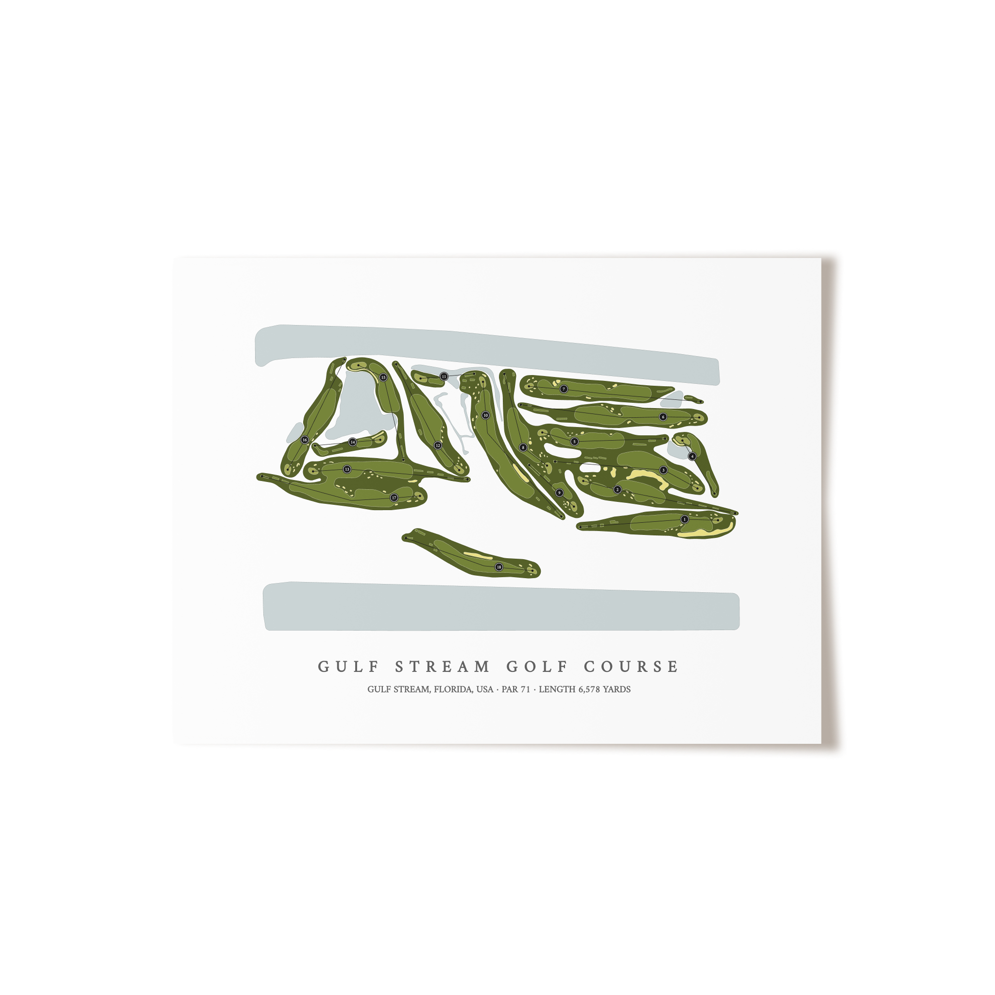 Gulf Stream Golf Course | Golf Course Map | Unframed