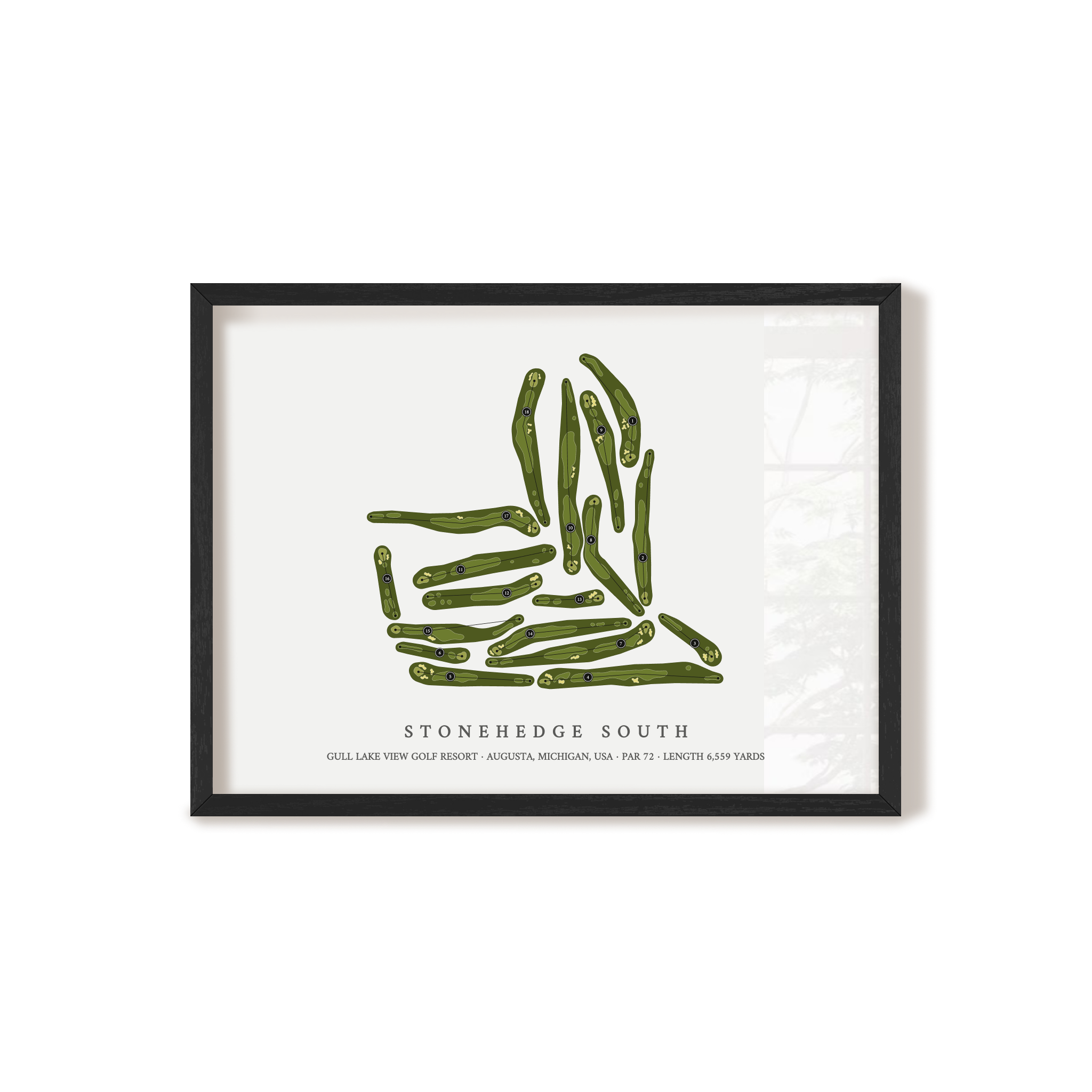Gull Lake View Golf Resort - Stonehedge South | Golf Course Map | Black Frame