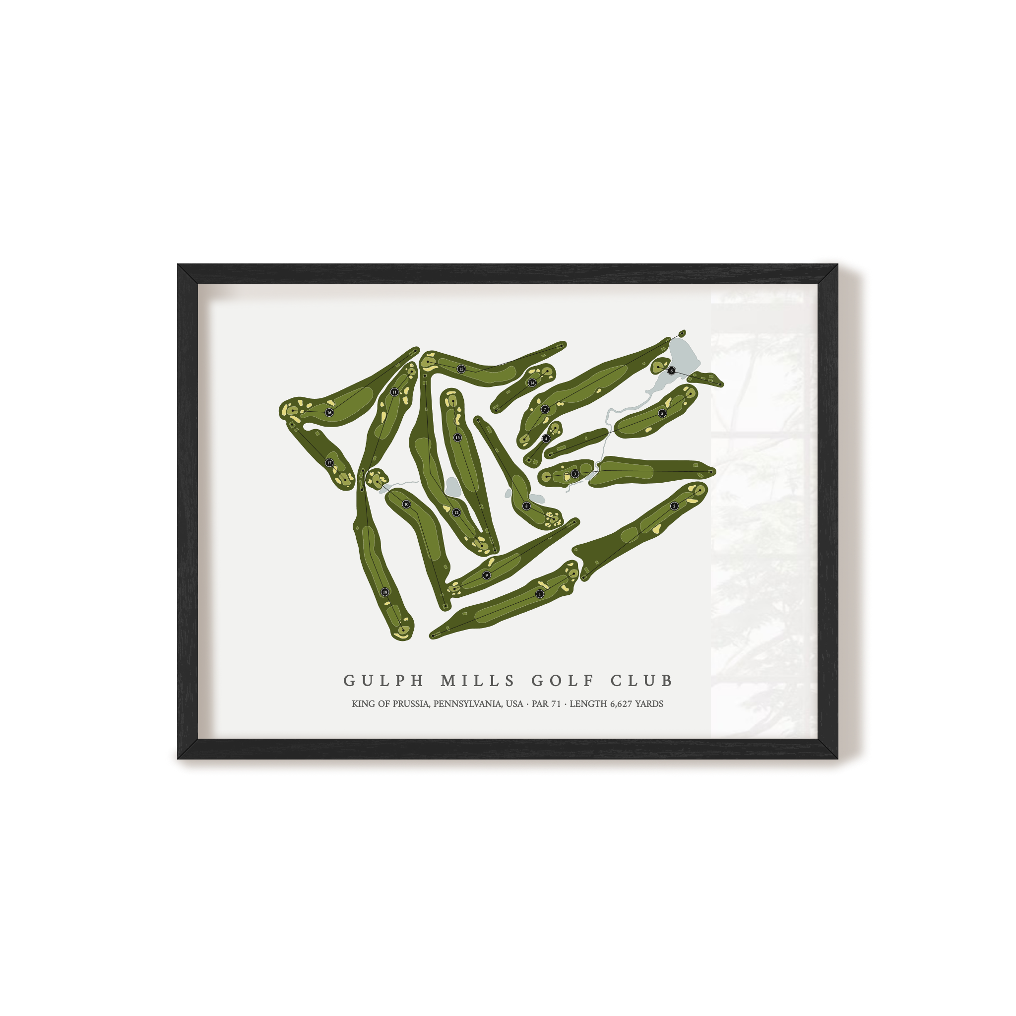 Gulph Mills Golf Club | Golf Course Map | Black Frame