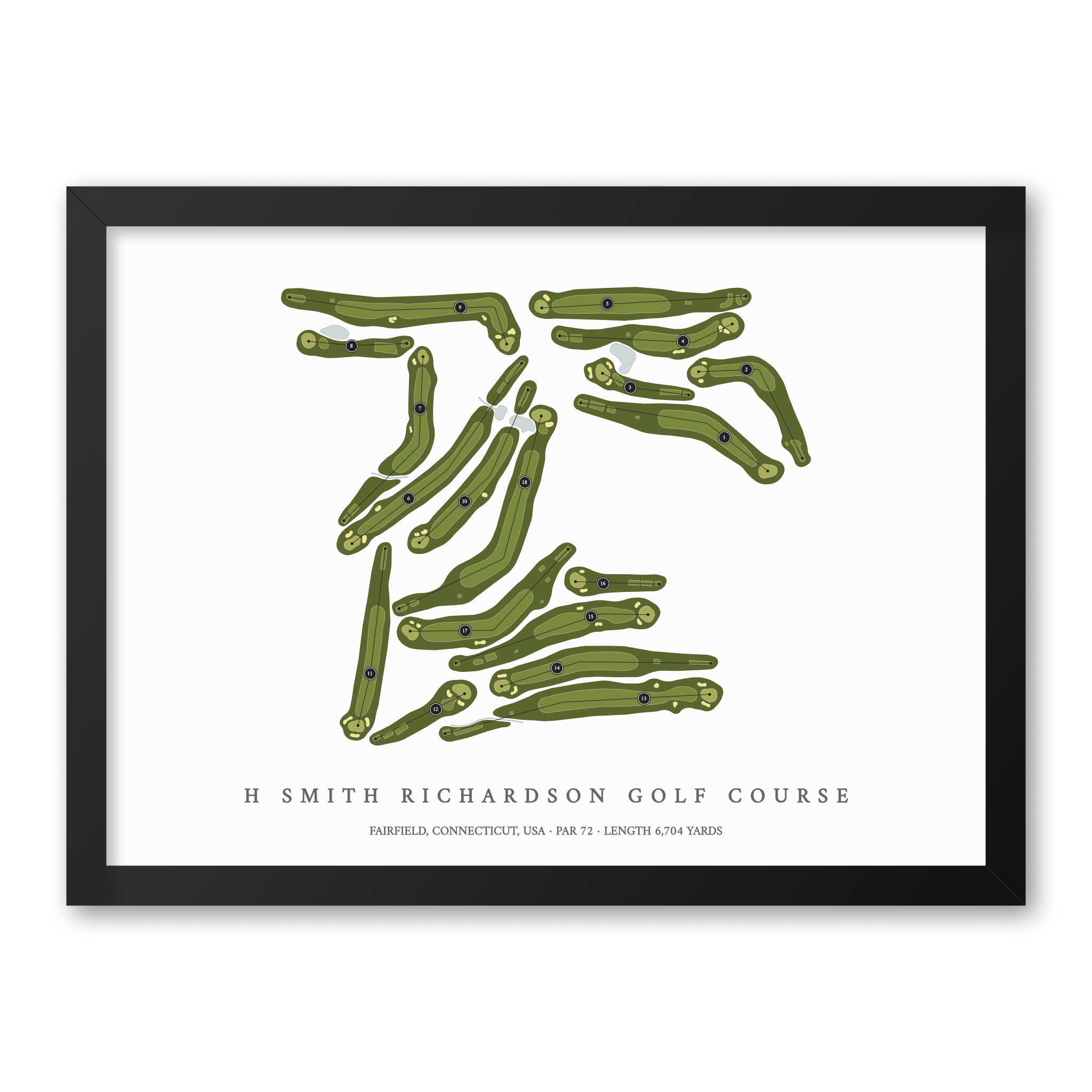 H Smith Richardson Golf Course | Heritage Style Golf Course Print | Black Frame