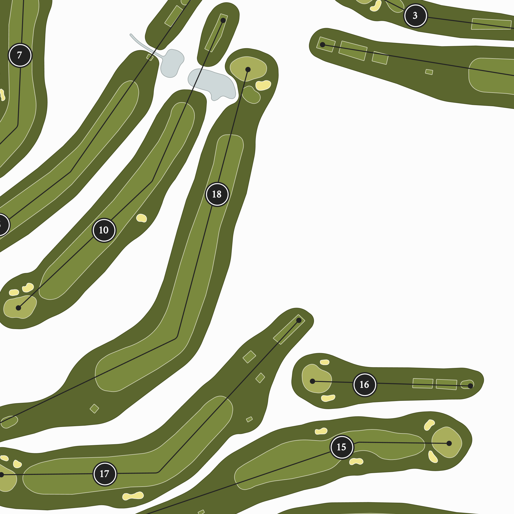 H Smith Richardson Golf Course | Heritage Style Golf Course Print | Close Up