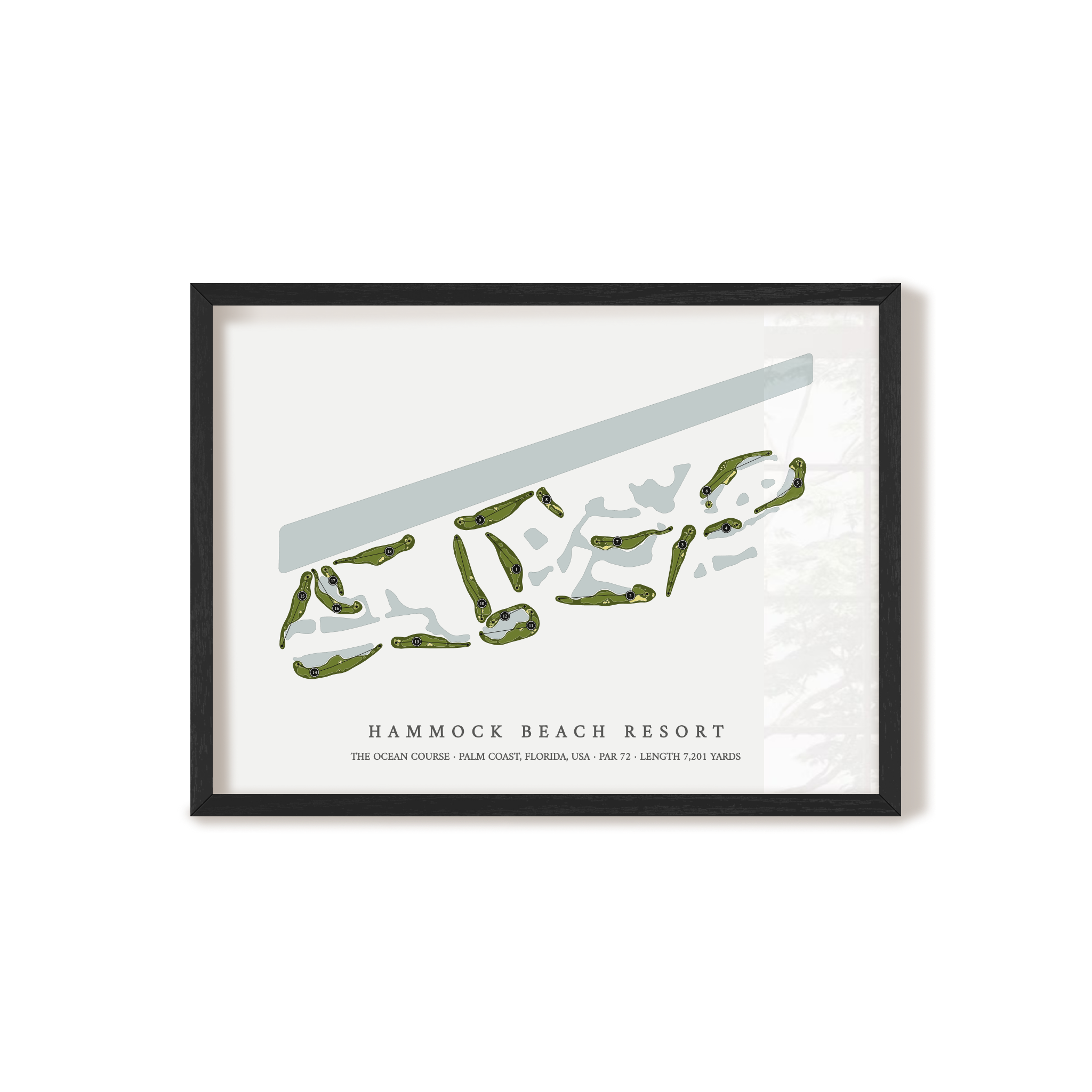 Hammock Beach Resort - The Ocean Course | Golf Course Map | Black Frame