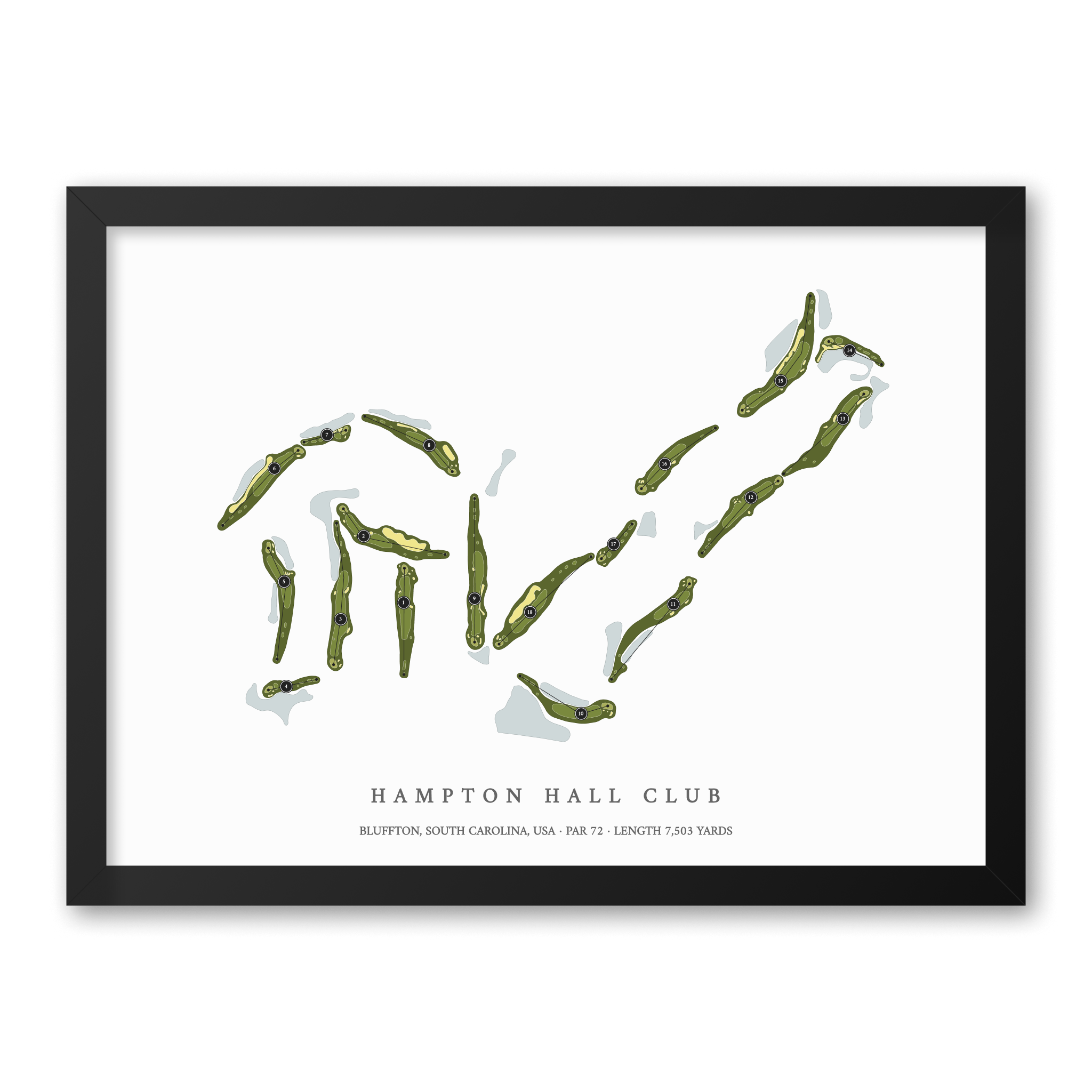 Hampton Hall Club | Golf Course Print | Black Frame