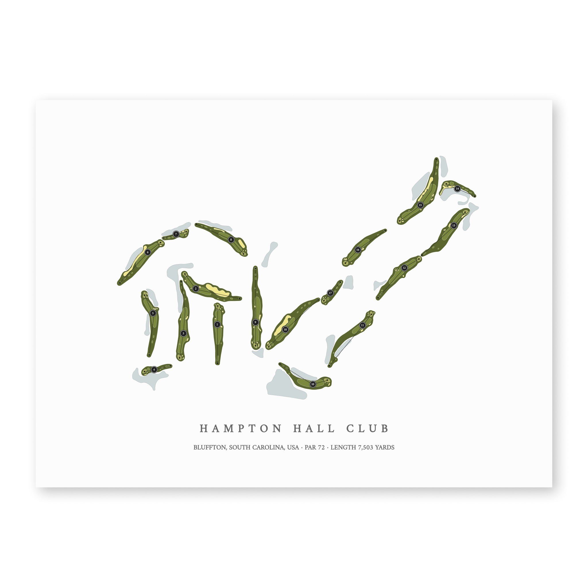 Hampton Hall Club | Golf Course Print | Unframed