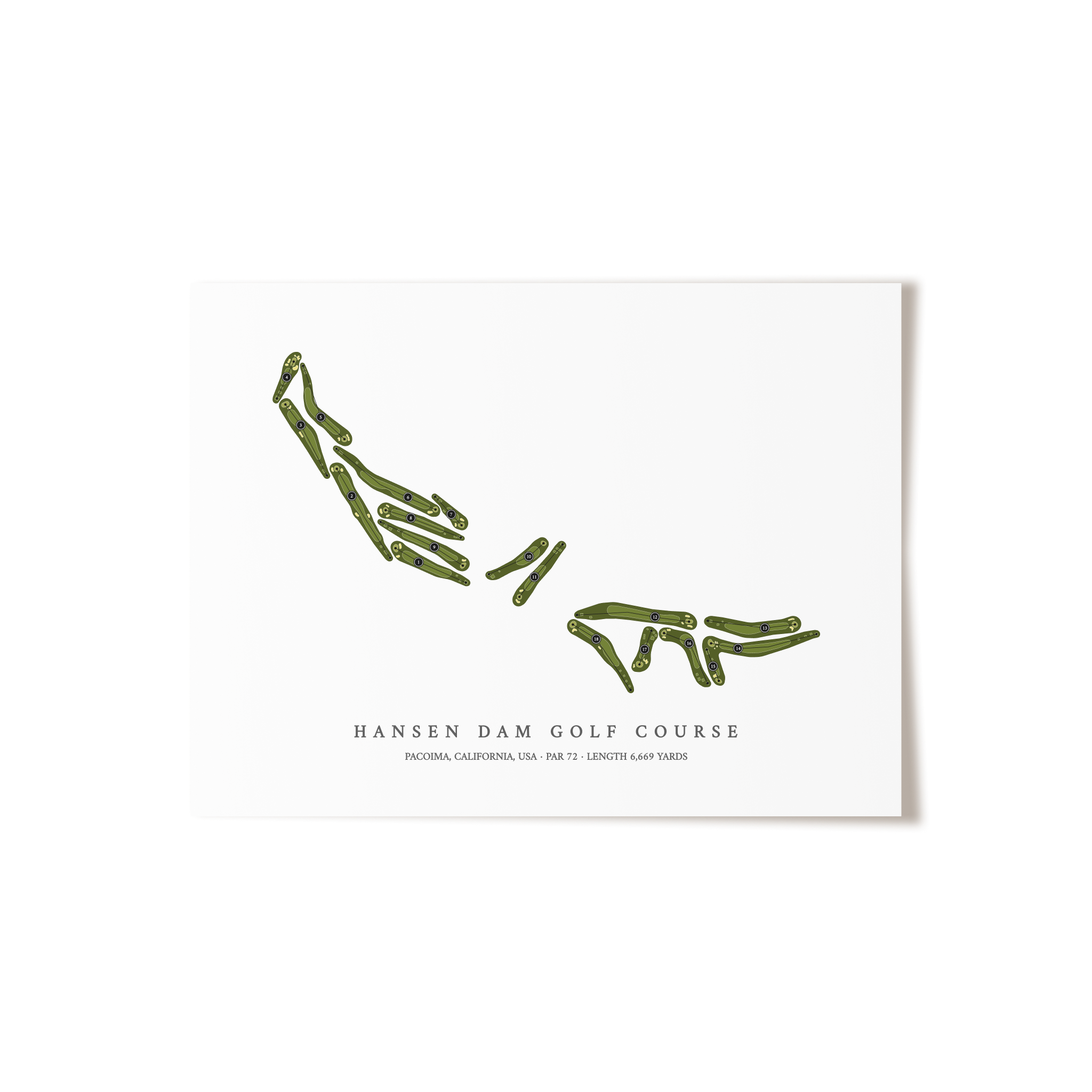 Hansen Dam Golf Course | Golf Course Map | Unframed