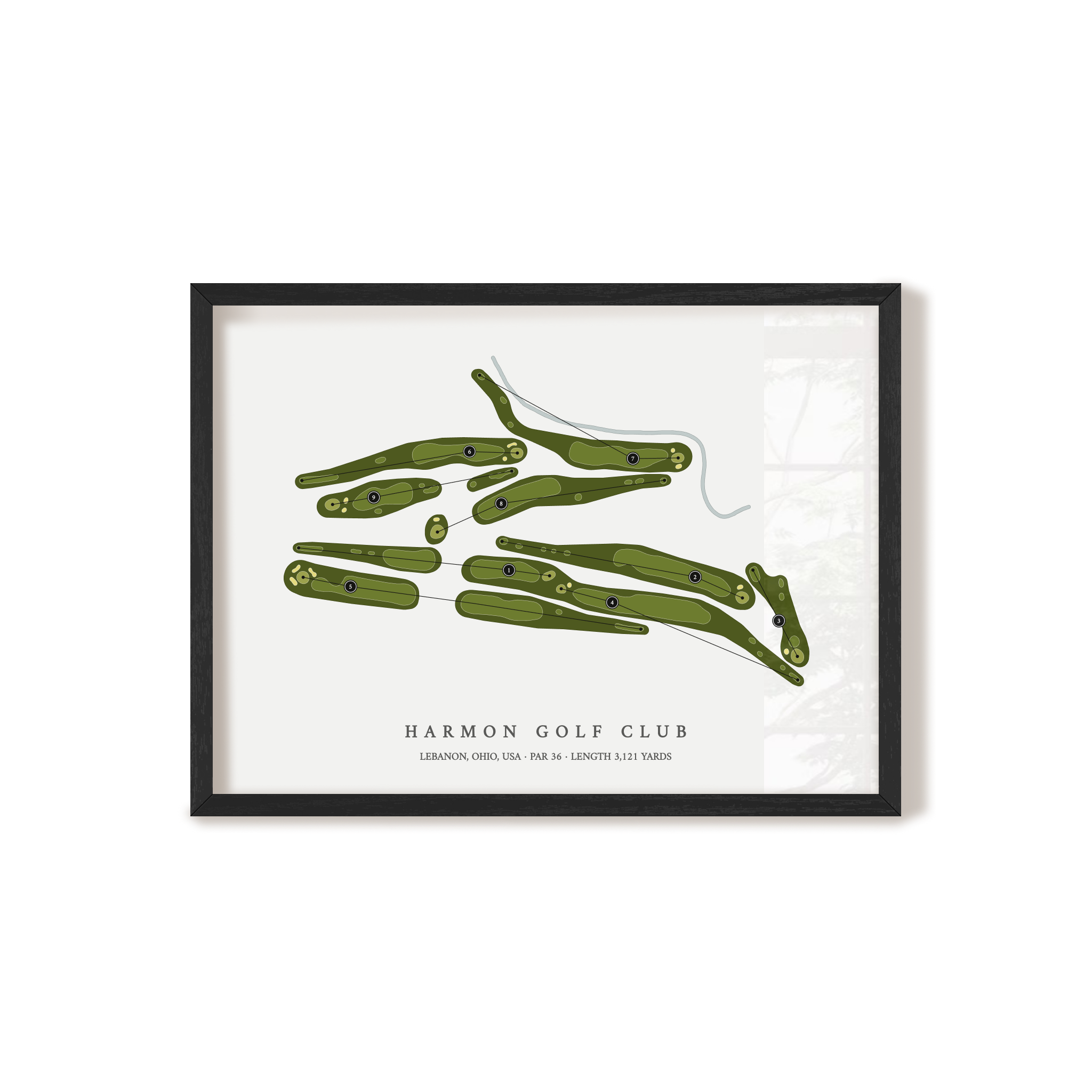 Harmon Golf Club | Golf Course Map | Black Frame