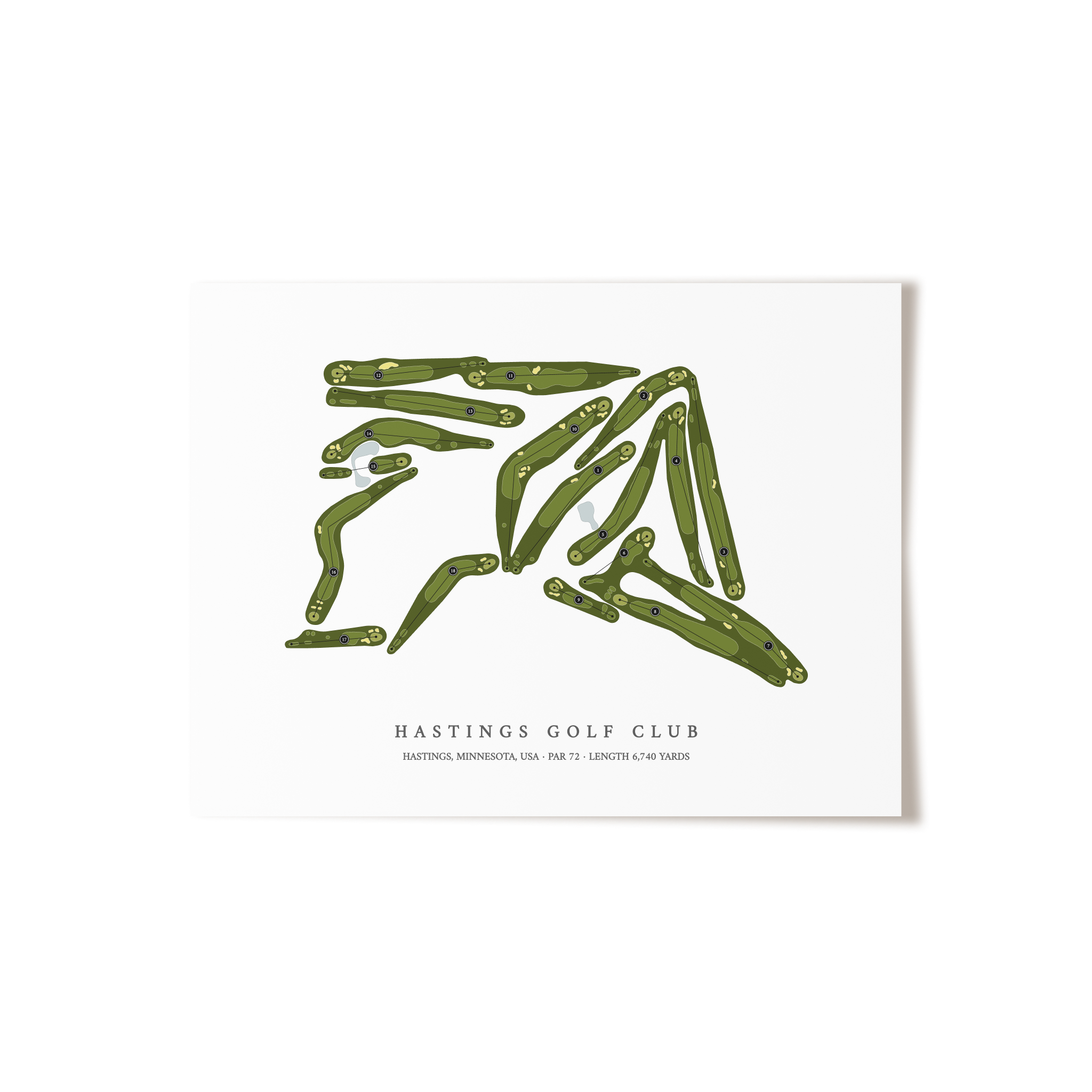 Hastings Golf Club | Golf Course Map | Unframed