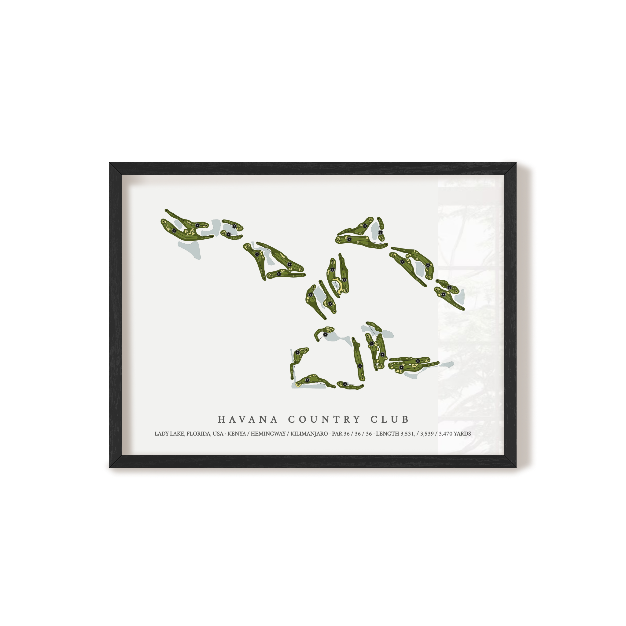 Havana Country Club | Golf Course Map | Black Frame