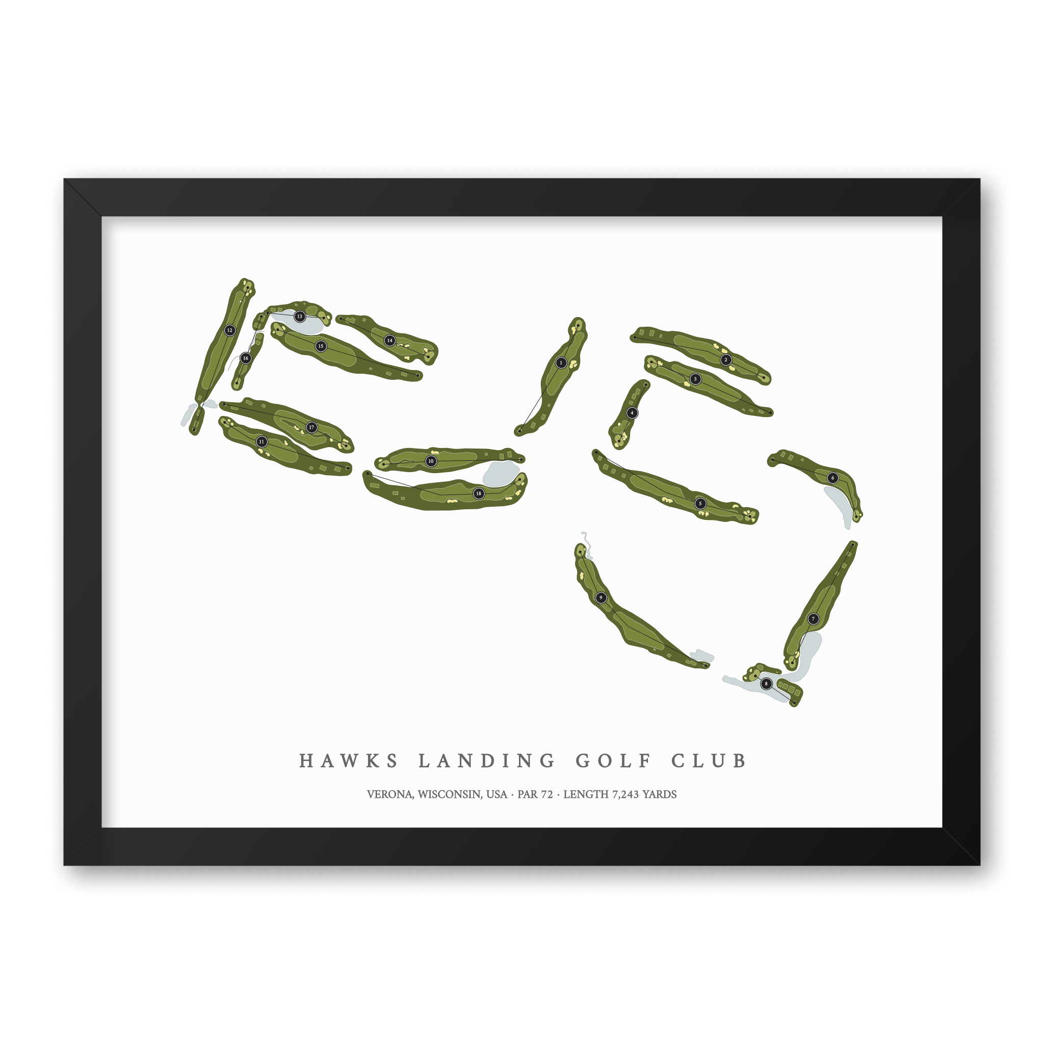 Hawks Landing Golf Club | Golf Course Print | Black Frame
