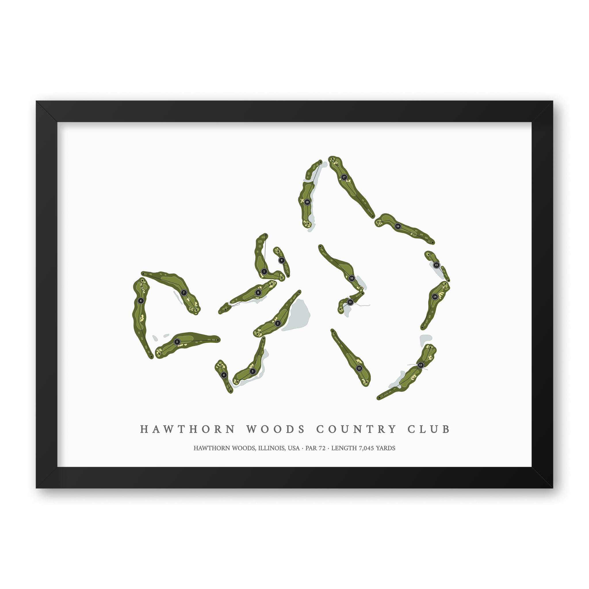 Hawthorn Woods Country Club | Golf Course Map | Black Frame