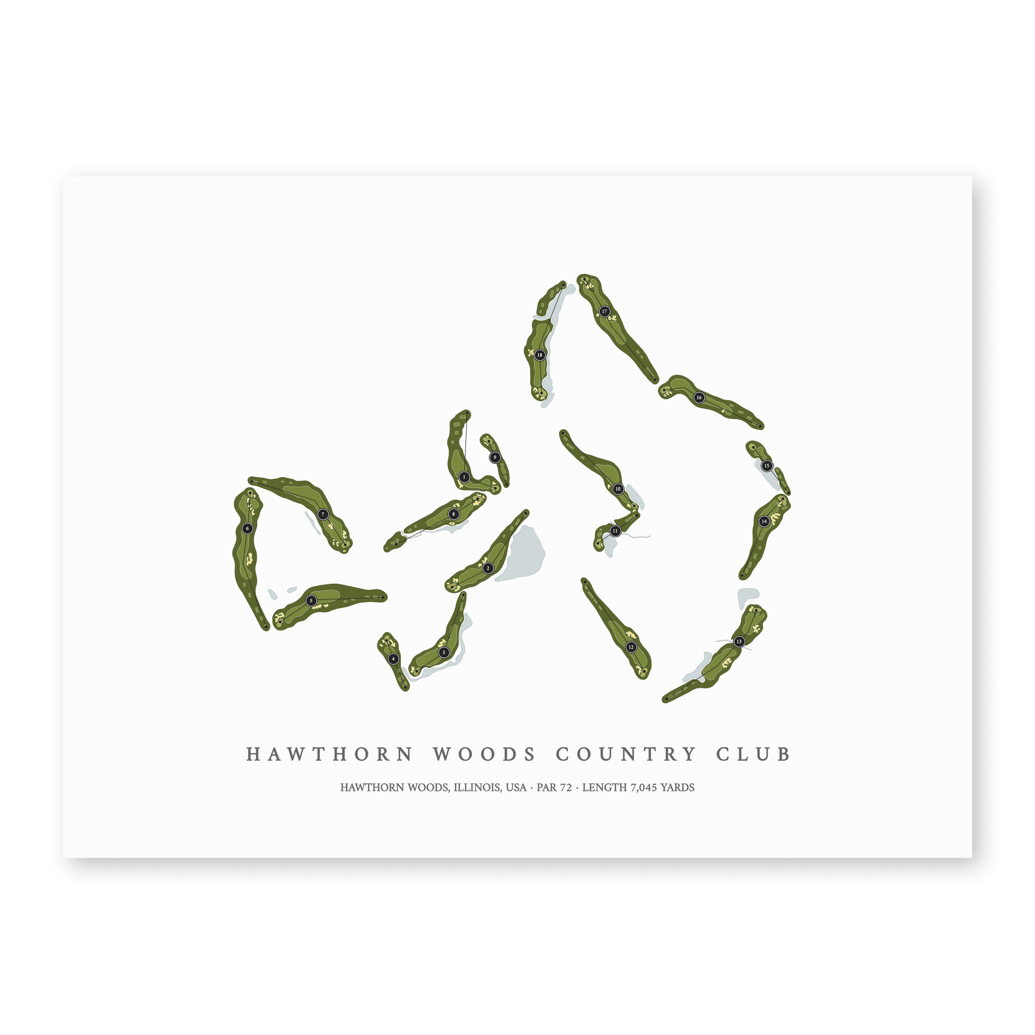 Hawthorn Woods Country Club | Golf Course Map | Unframed