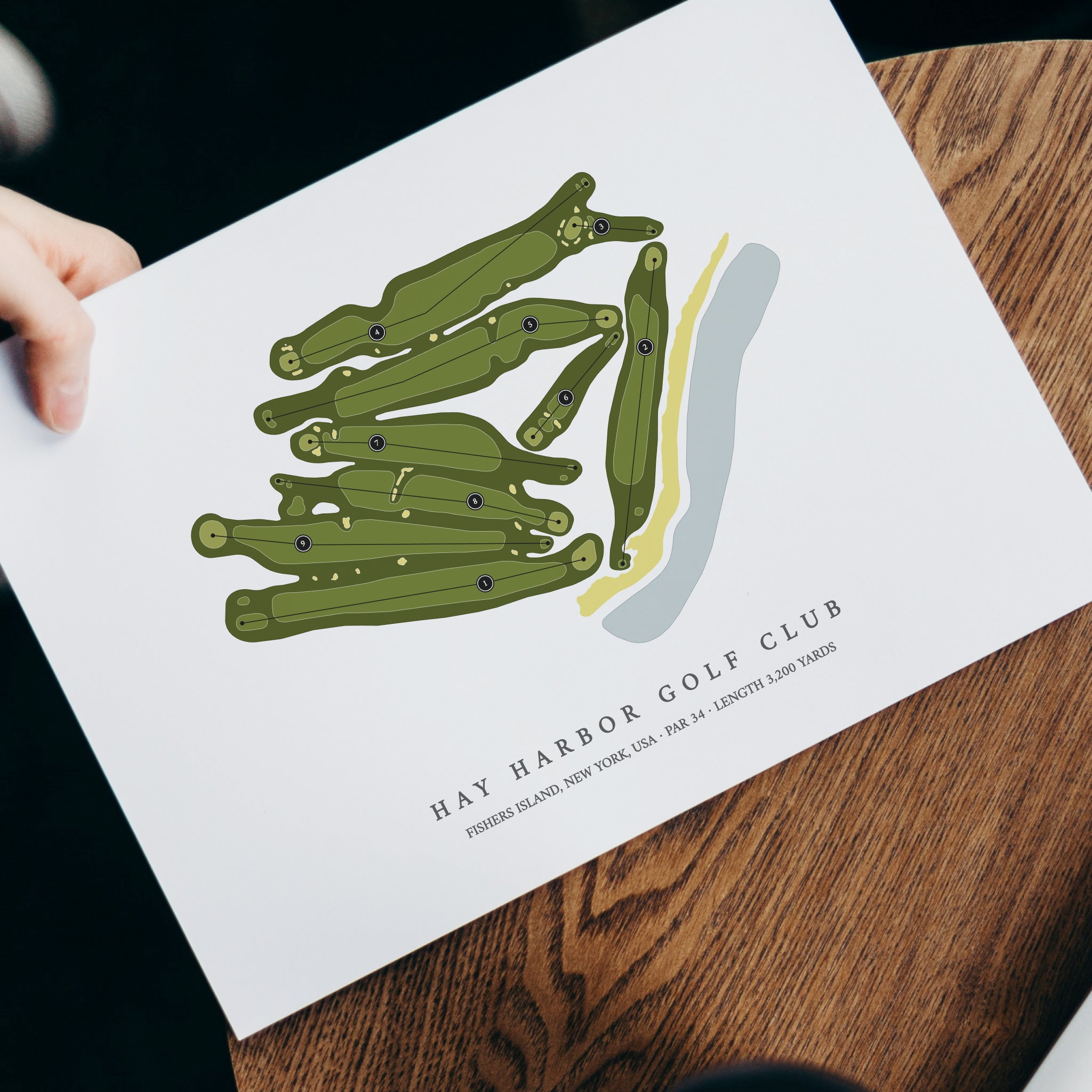 Hay Harbor Golf Club | Heritage Style Golf Course Print | With Laptop