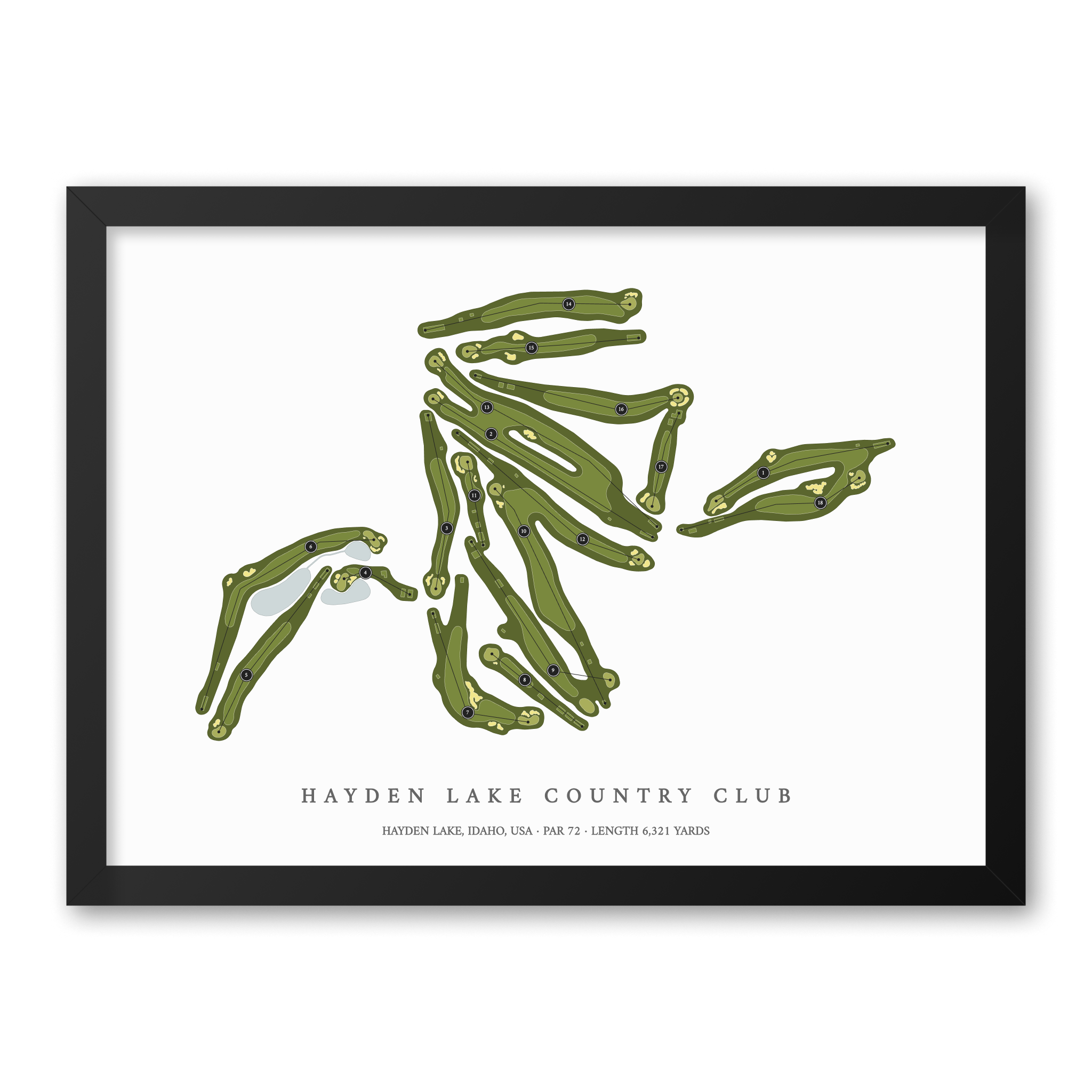 Hayden Lake Country Club | Golf Course Print | Black Frame
