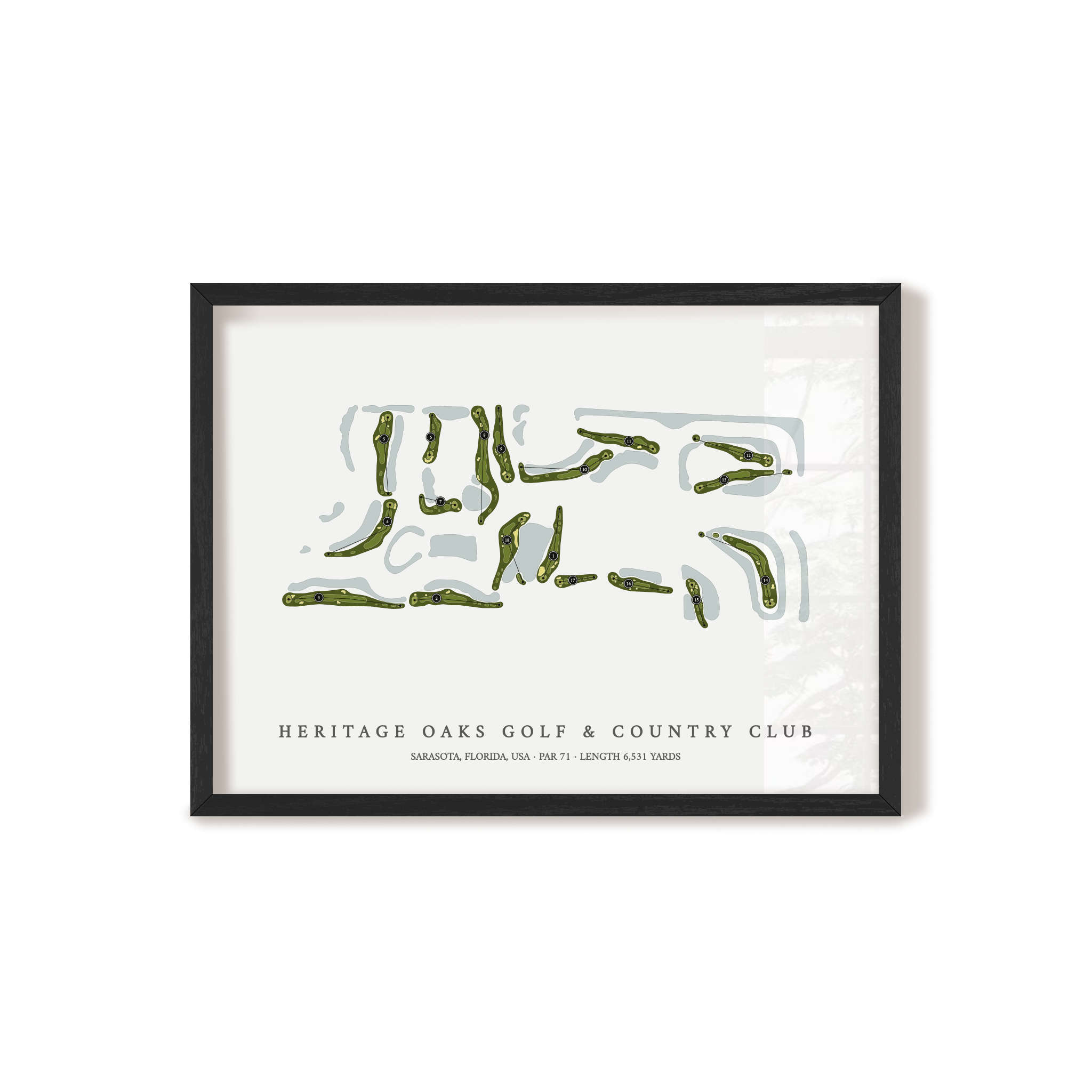 Heritage Oaks Golf & Country Club | Golf Course Map | Black Frame
