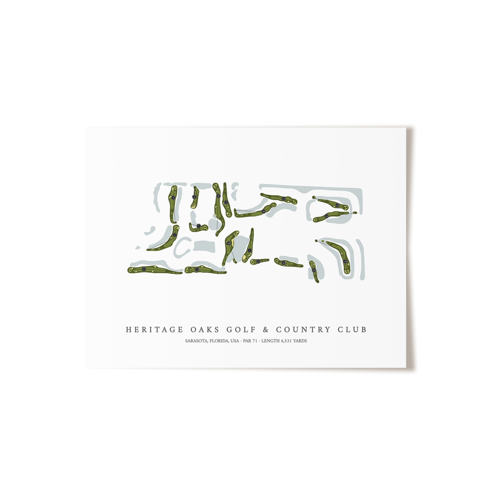 Heritage Oaks Golf & Country Club | Golf Course Map | Unframed