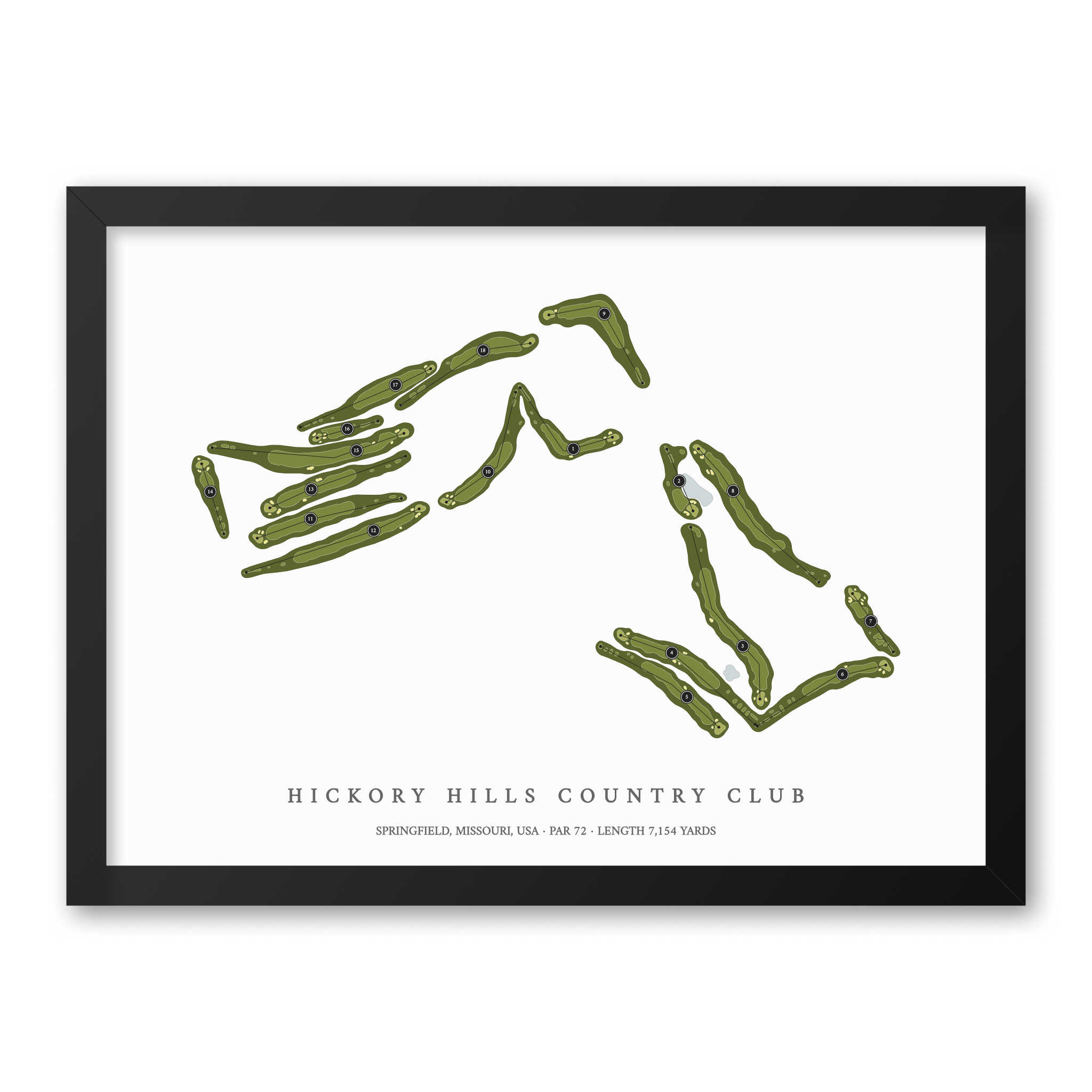 Hickory Hills Country Club | Golf Course Print | Black Frame