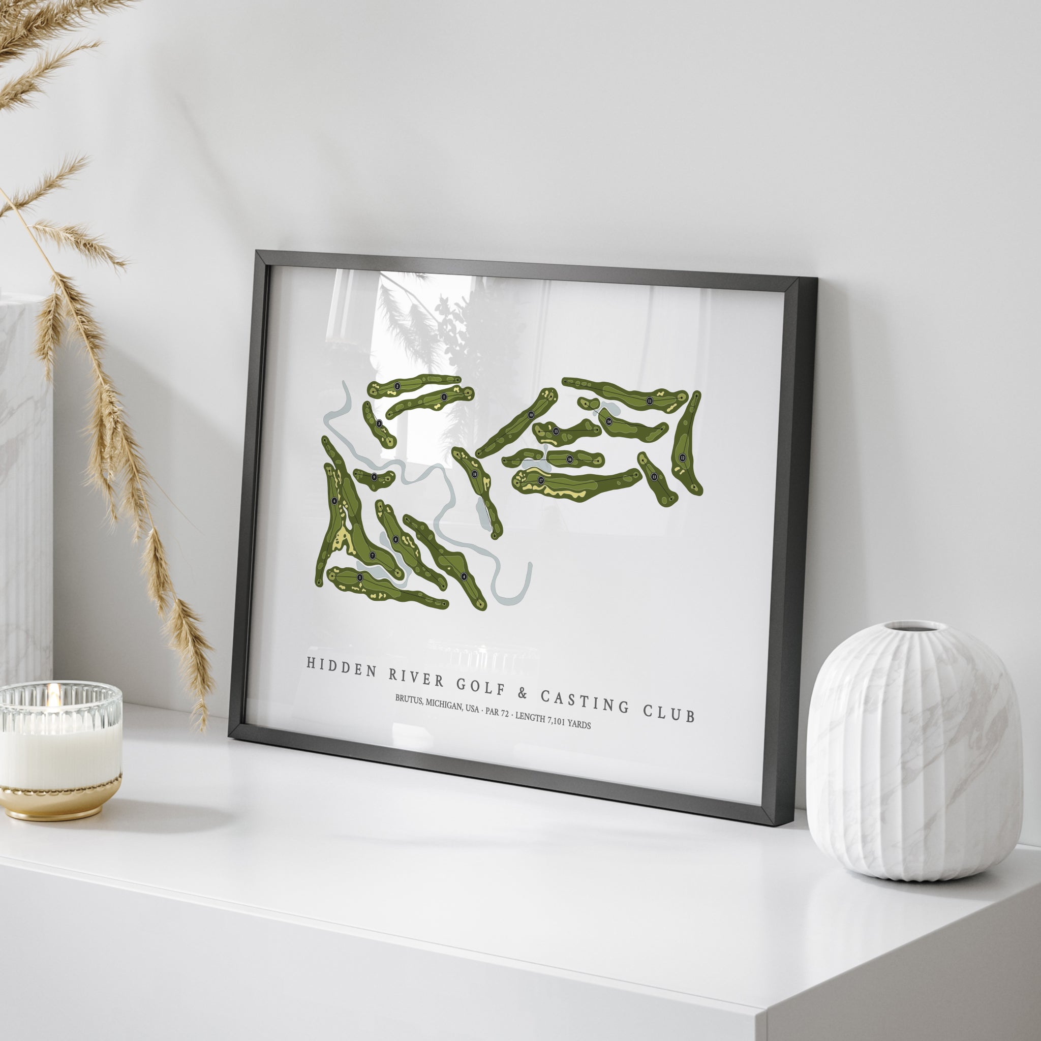 Hidden River Golf & Casting Club | Golf Course Print | On Table