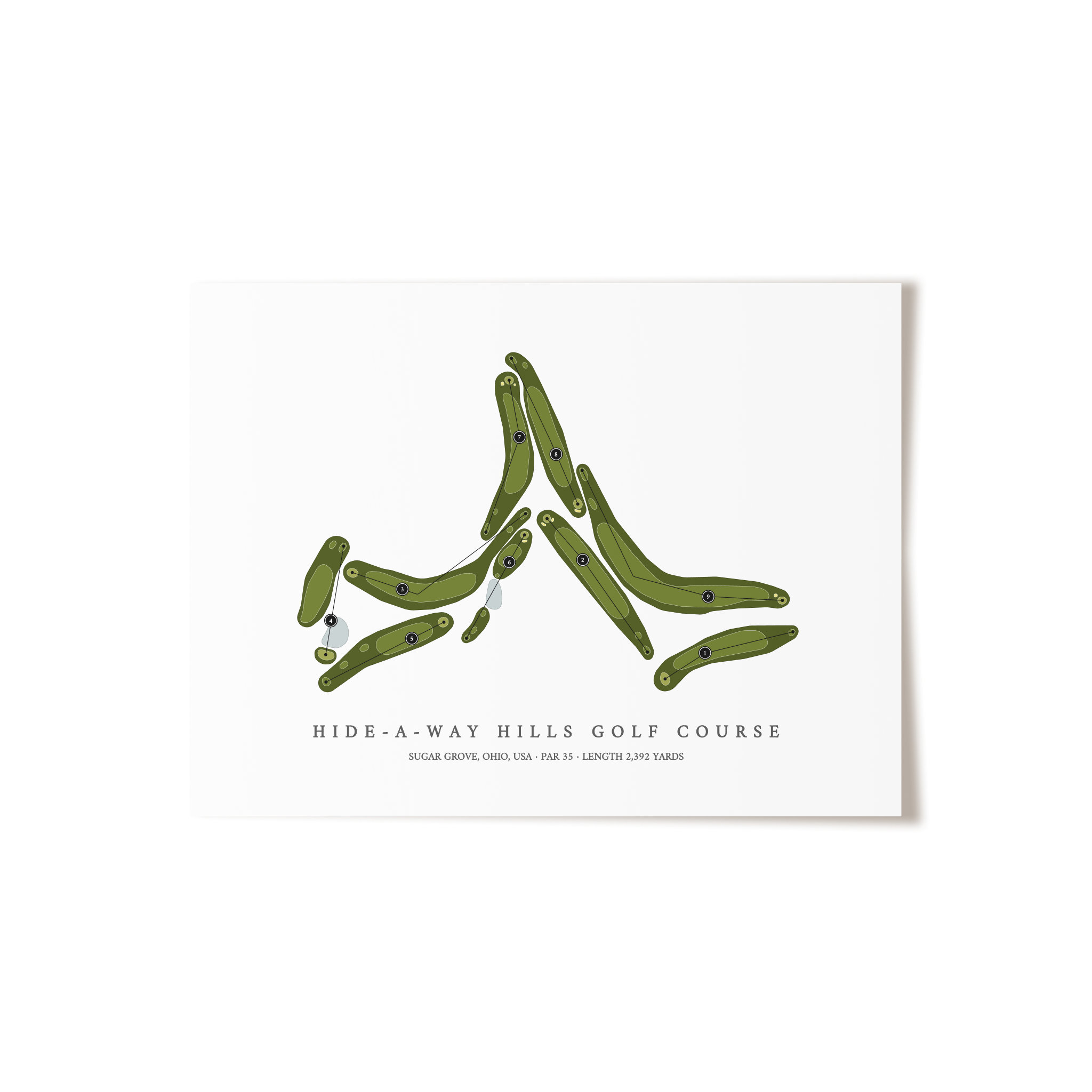 Hide-A-Way Hills Golf Course | Golf Course Map | Unframed