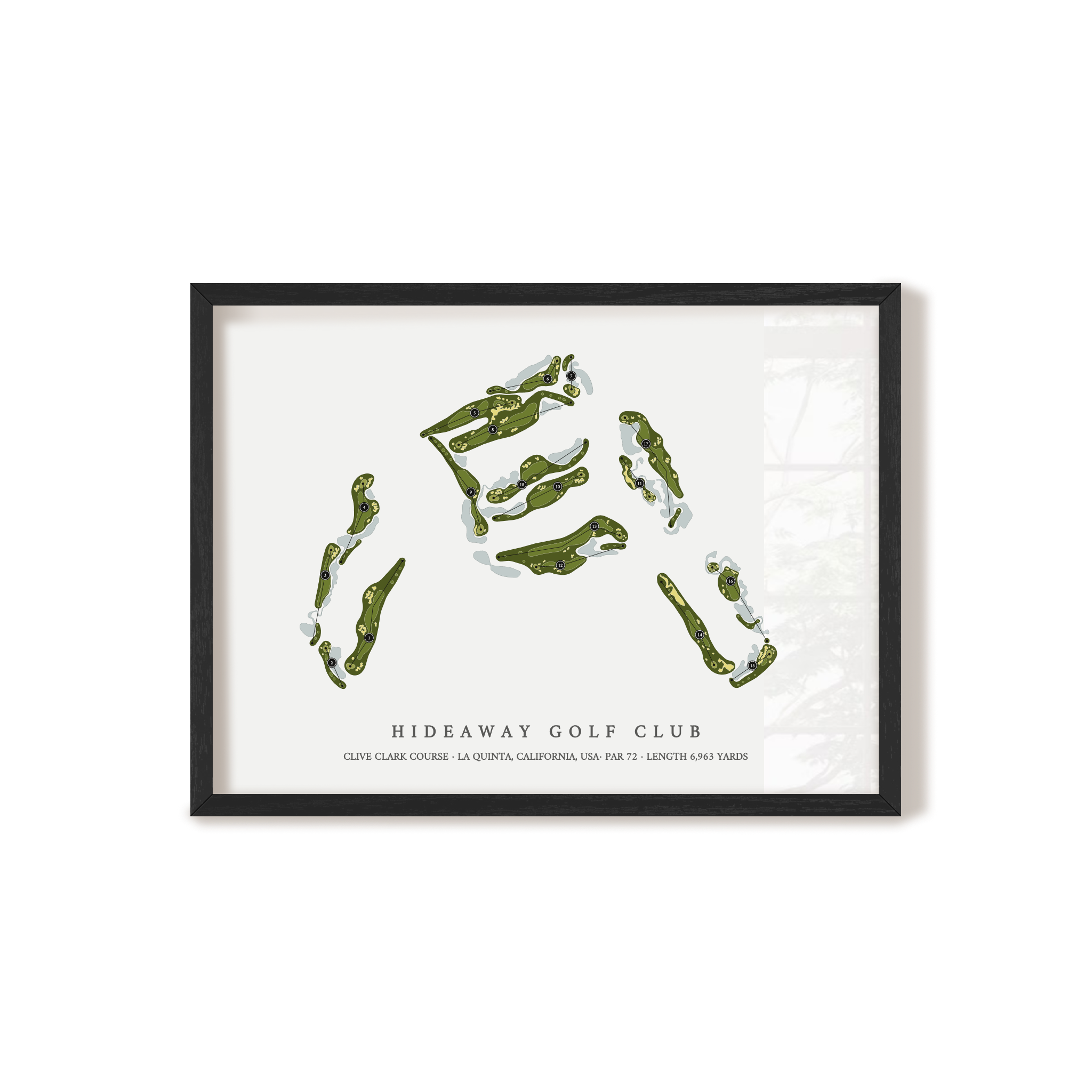 Hideaway Golf Club - Clive Clark Course | Golf Course Map | Black Frame