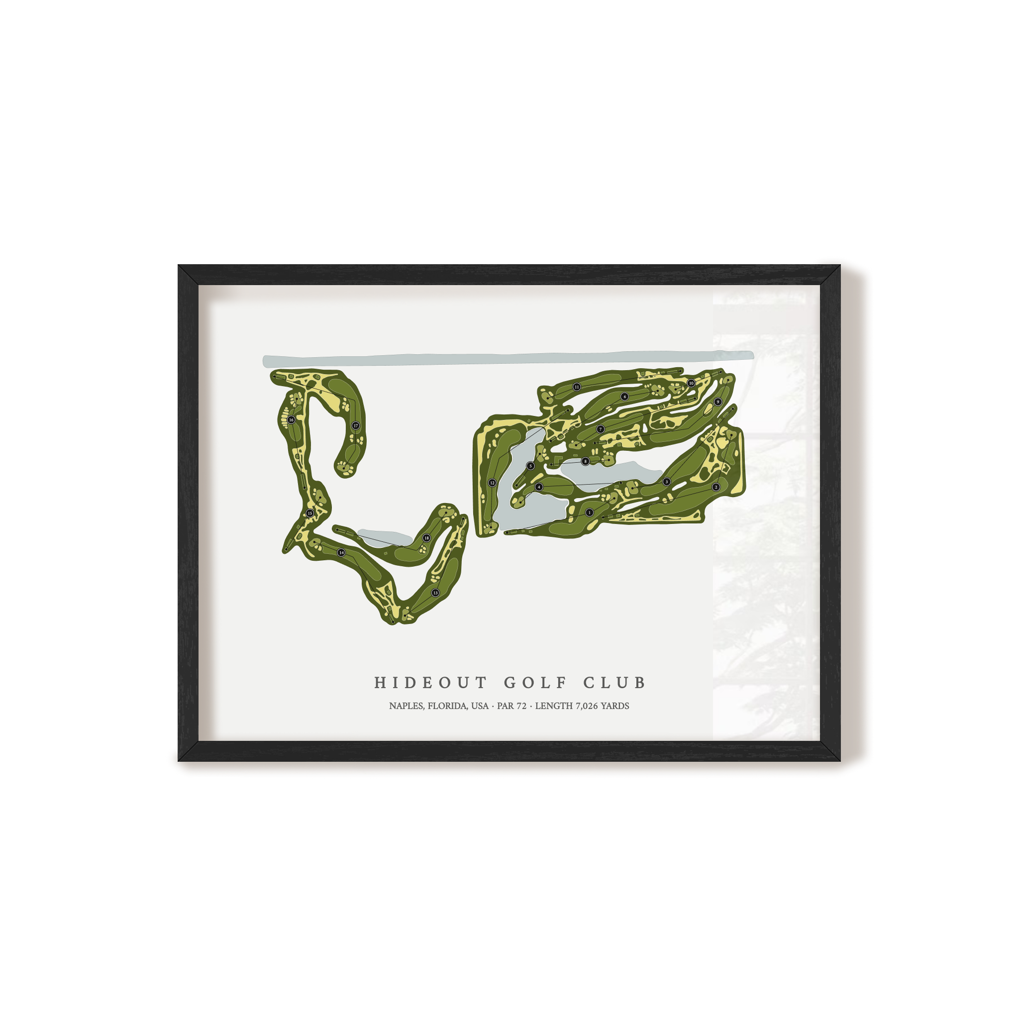 Hideout Golf Club | Golf Course Map | Black Frame