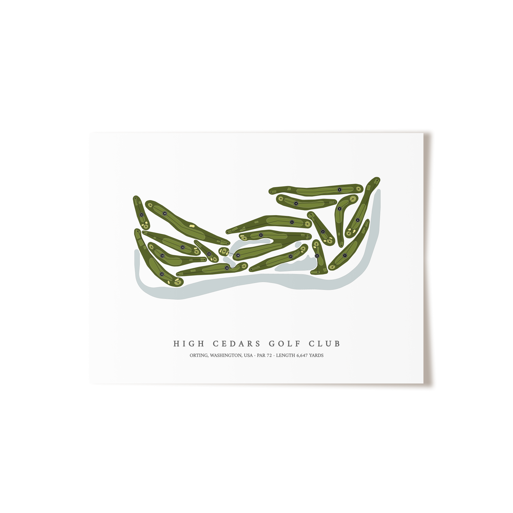 High Cedars Golf Club | Golf Course Map | Unframed