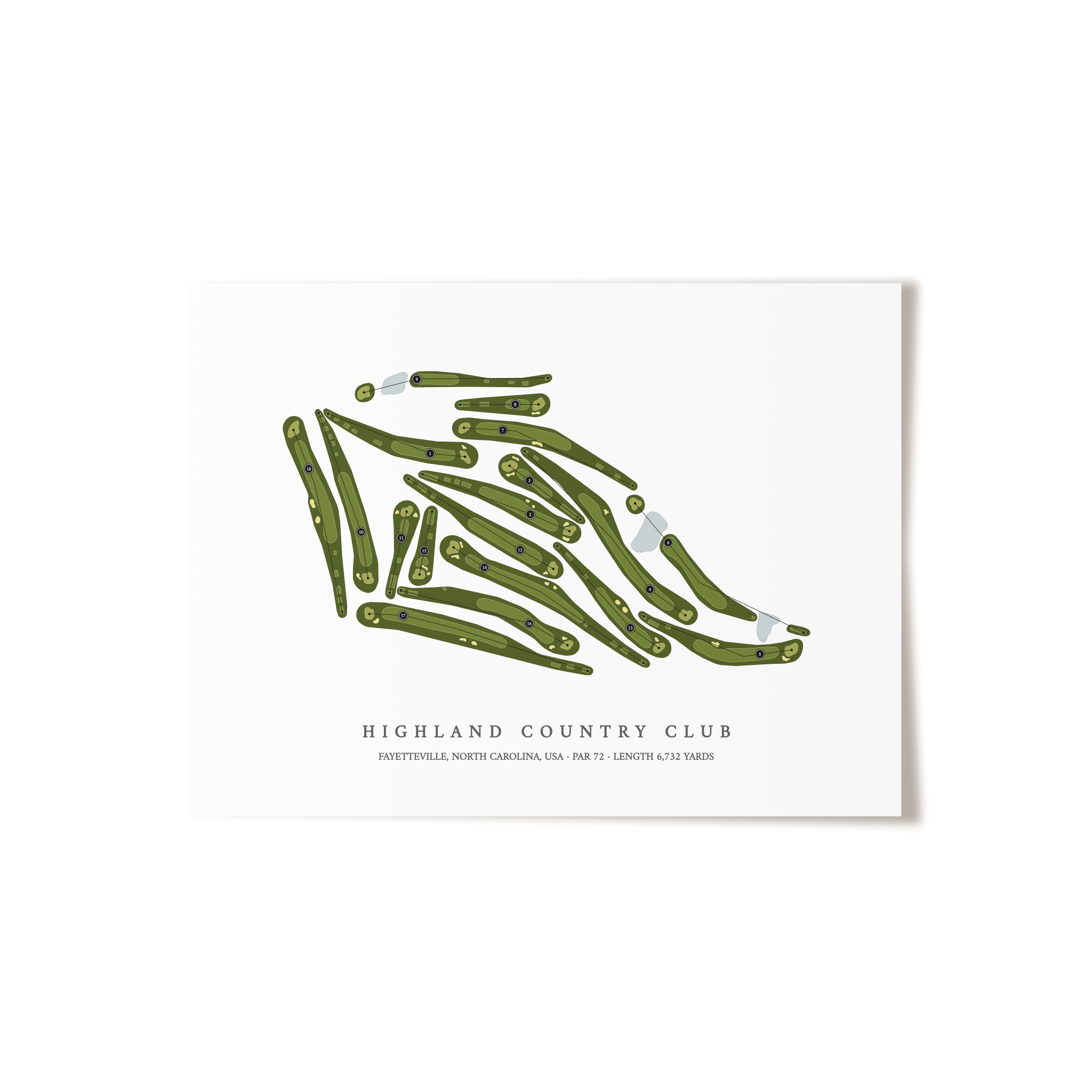 Highland Country Club | Golf Course Map | Unframed