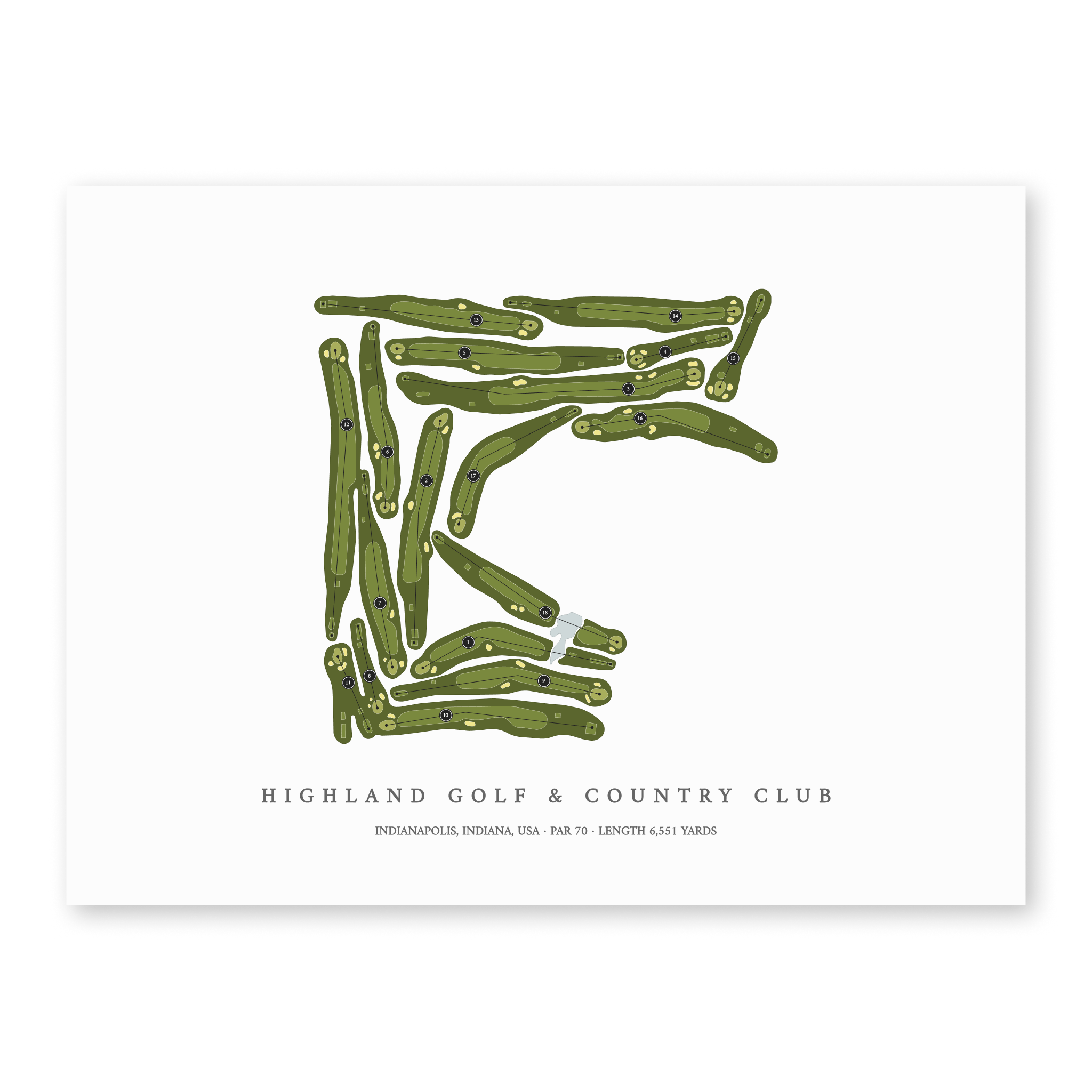 Highland Golf & Country Club | Golf Course Map | Unframed