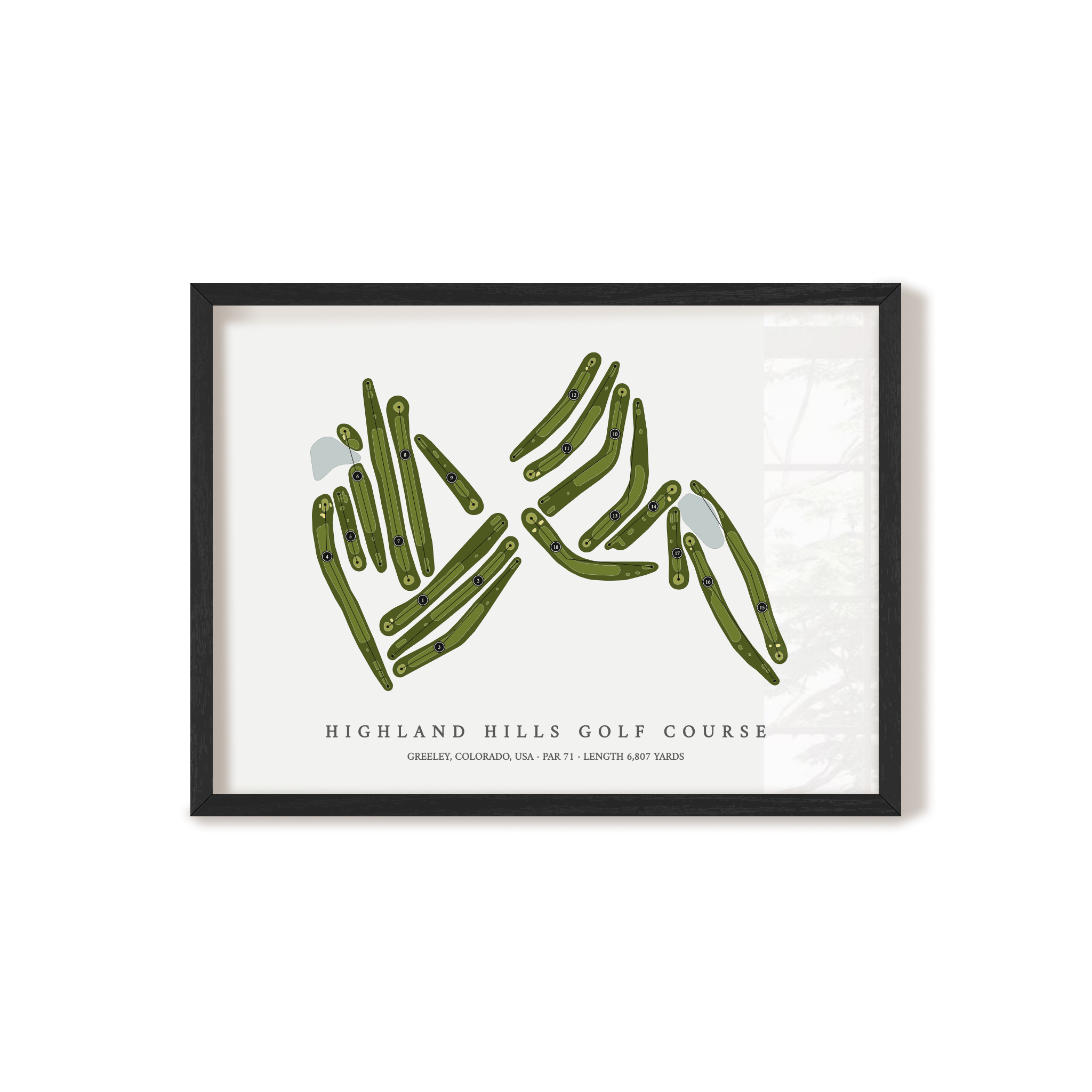 Highland Hills Golf Course | Golf Course Map | Black Frame