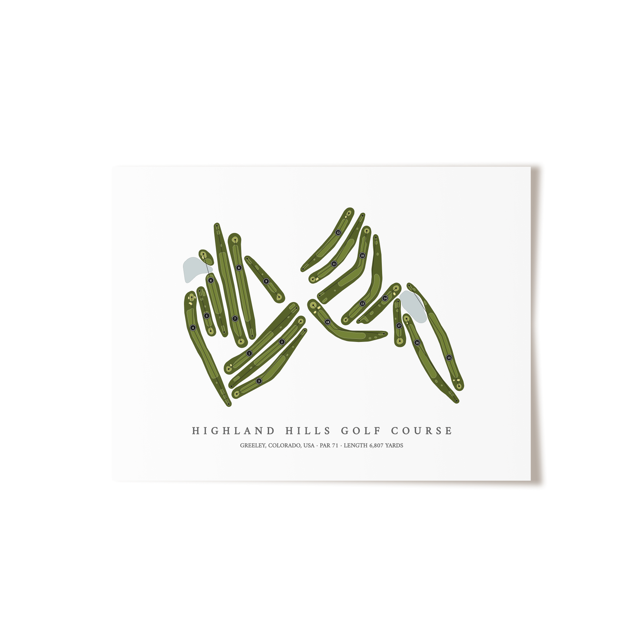 Highland Hills Golf Course | Golf Course Map | Unframed