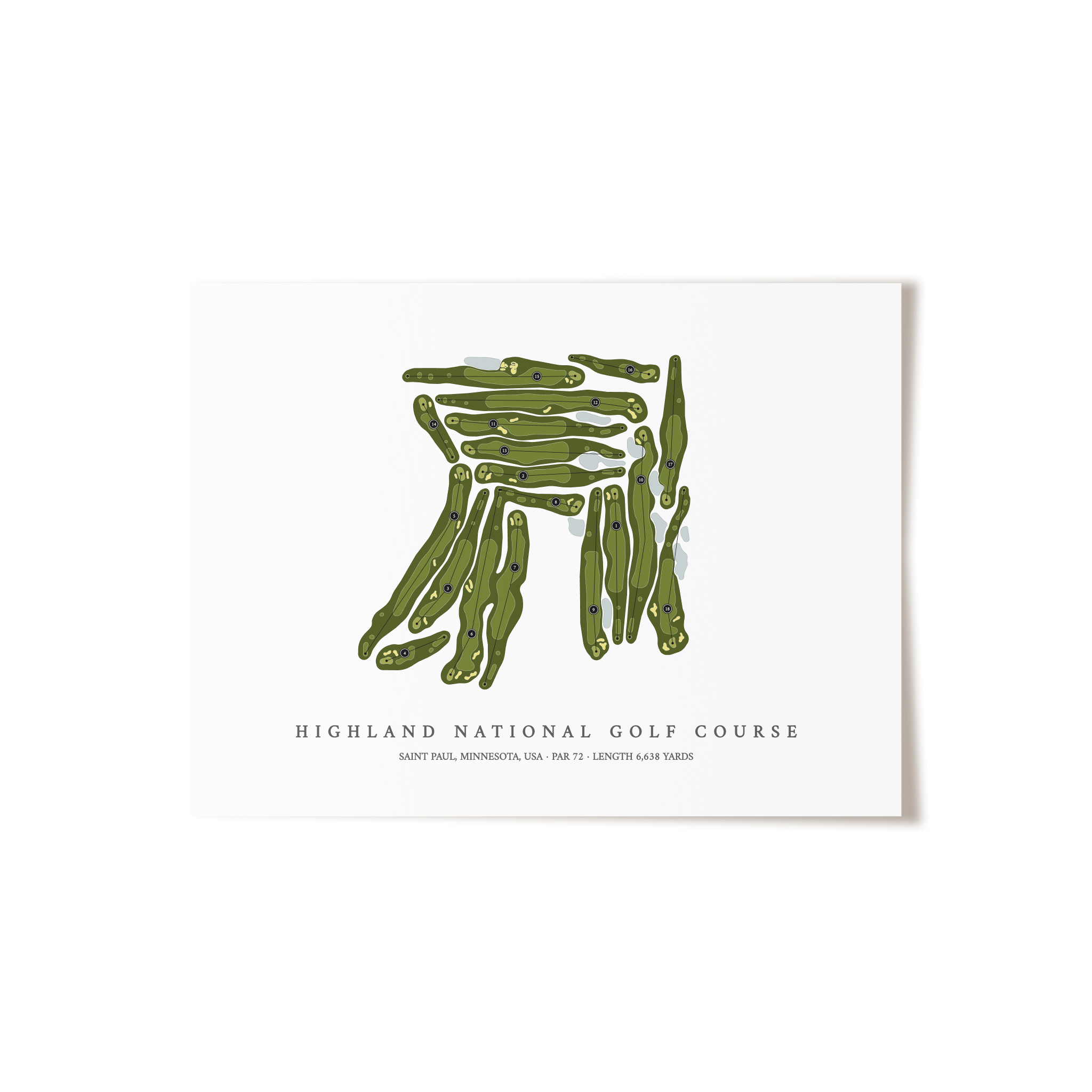 Highland National Golf Course | Golf Course Map | Unframed