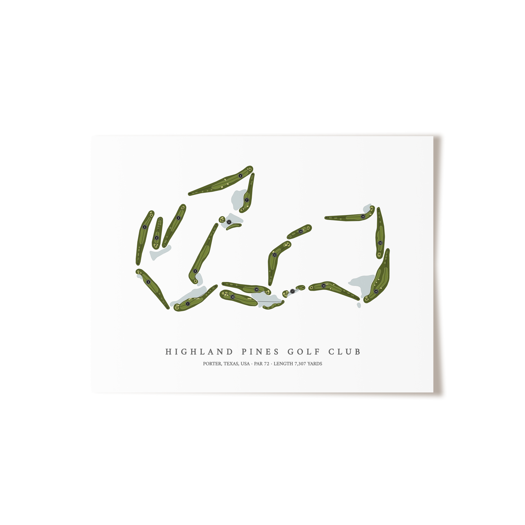 Highland Pines Golf Club | Golf Course Map | Unframed