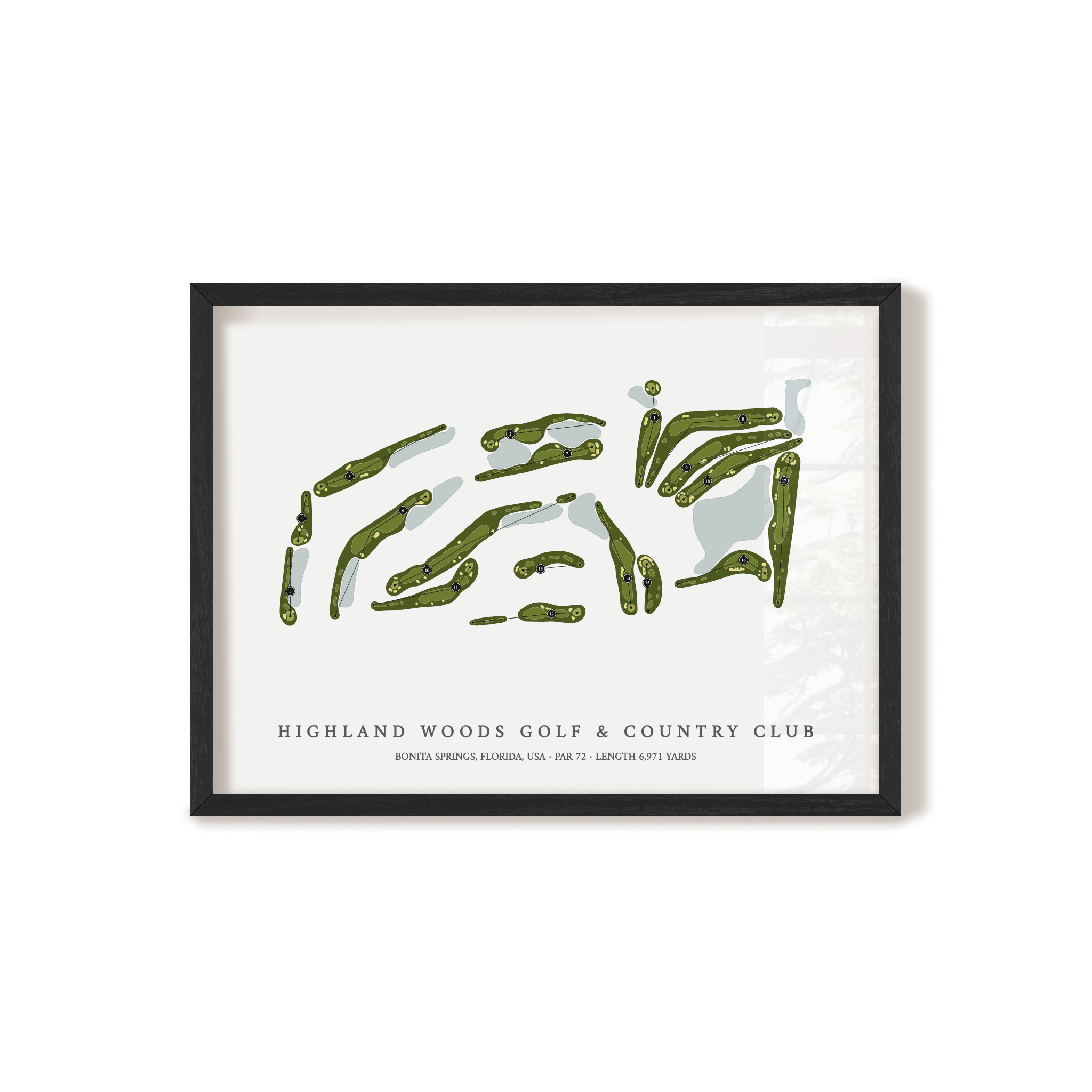 Highland Woods Golf & Country Club | Golf Course Map | Black+Frame