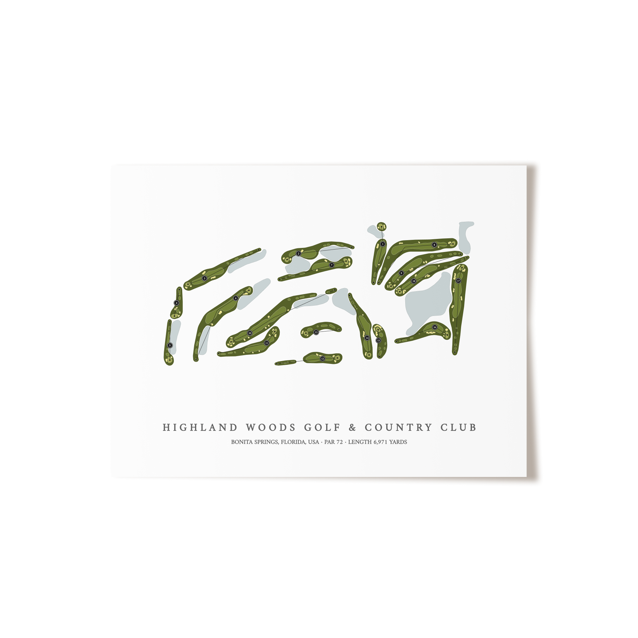 Highland Woods Golf & Country Club | Golf Course Map | Unframed