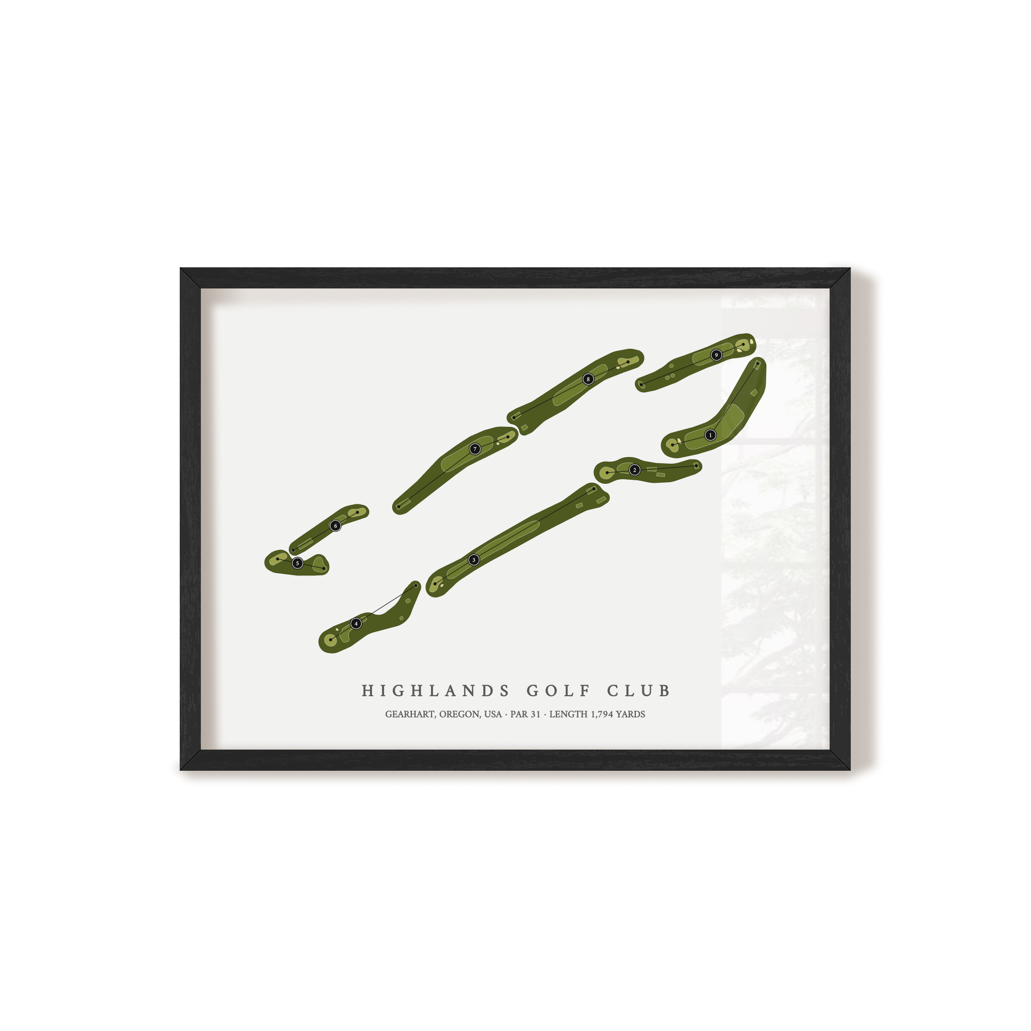 Highlands Golf Club | Golf Course Map | Black Frame