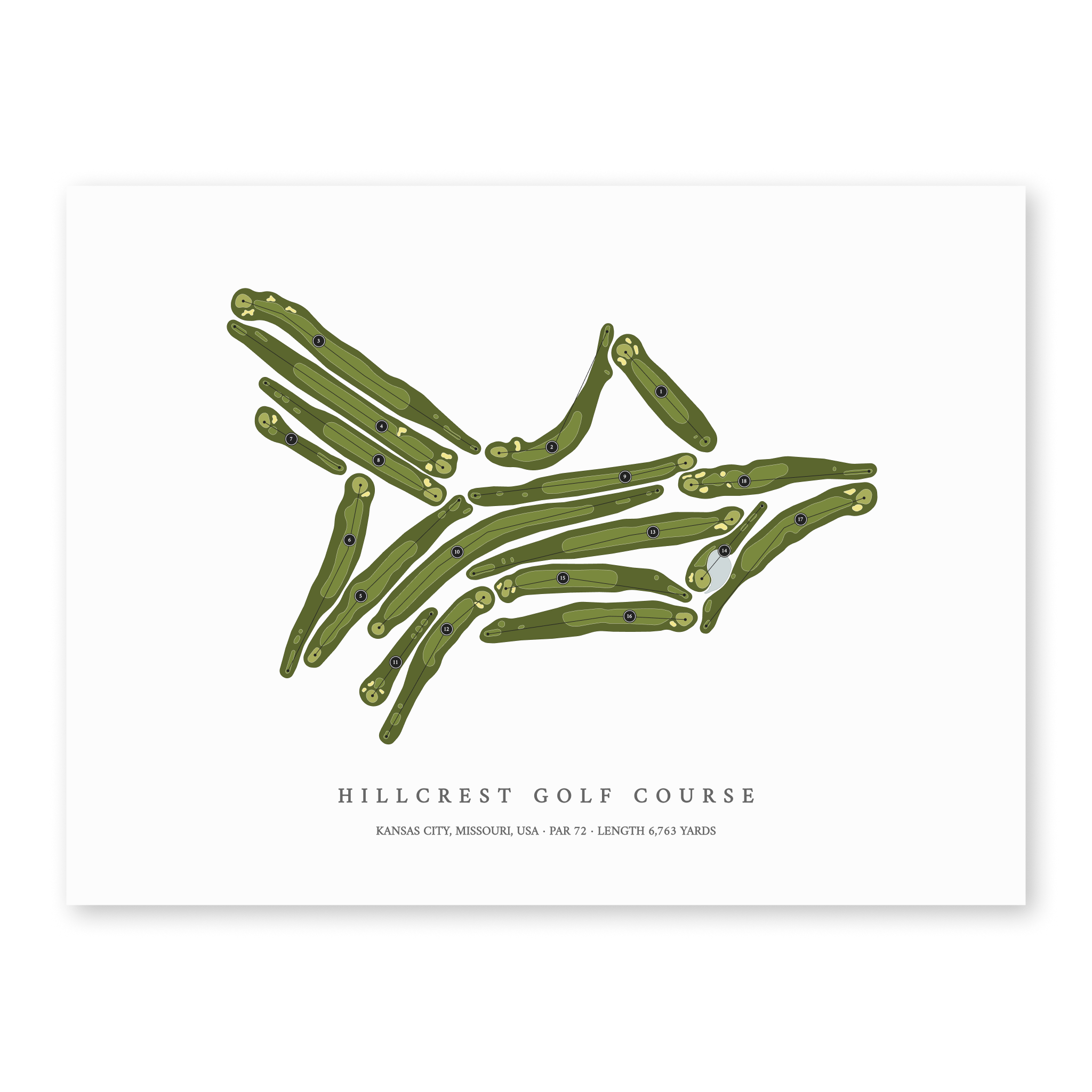 Hillcrest Golf Course | Golf Course Map | Unframed