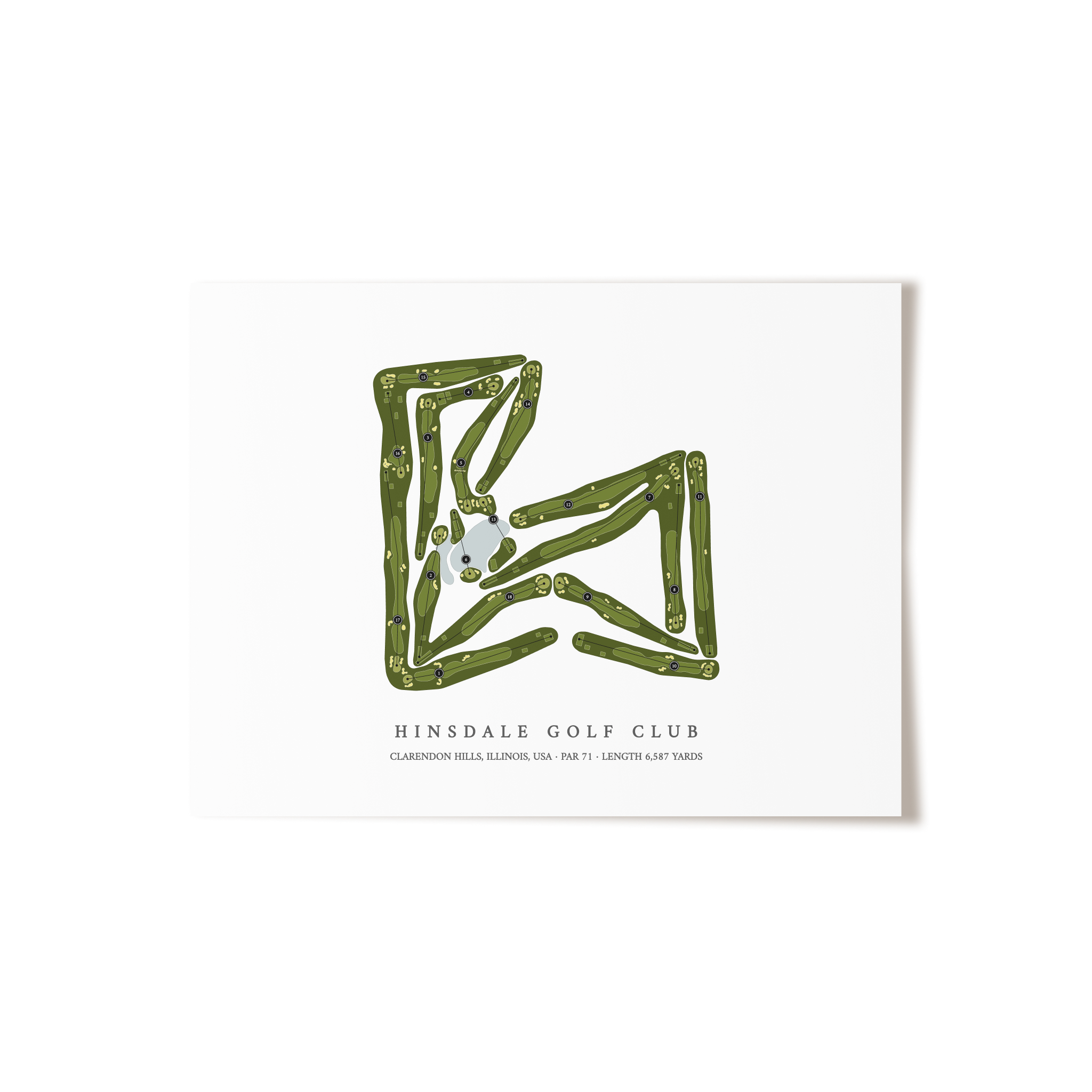 Hinsdale Golf Club | Golf Course Map | Unframed