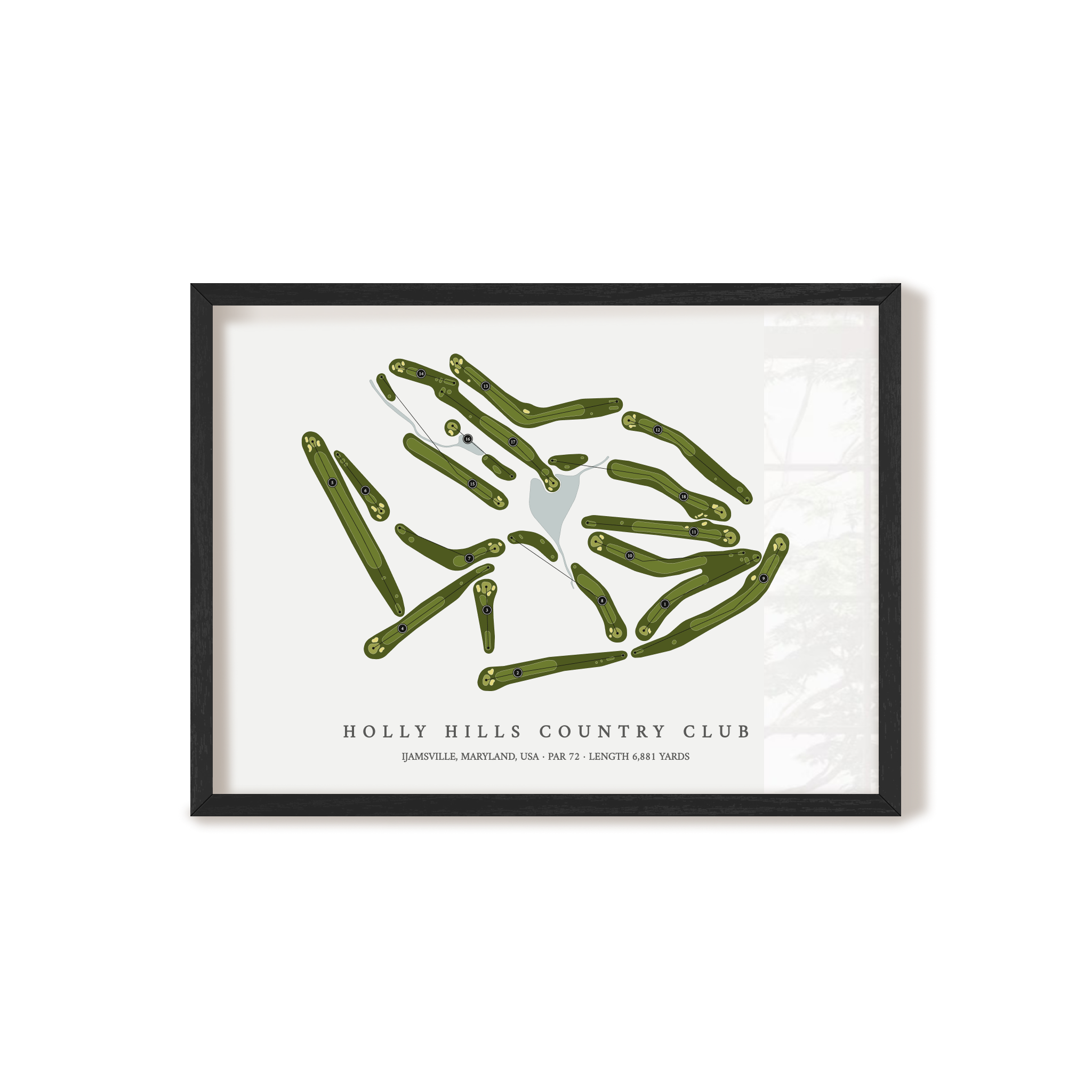 Holly Hills Country Club | Golf Course Map | Black Frame