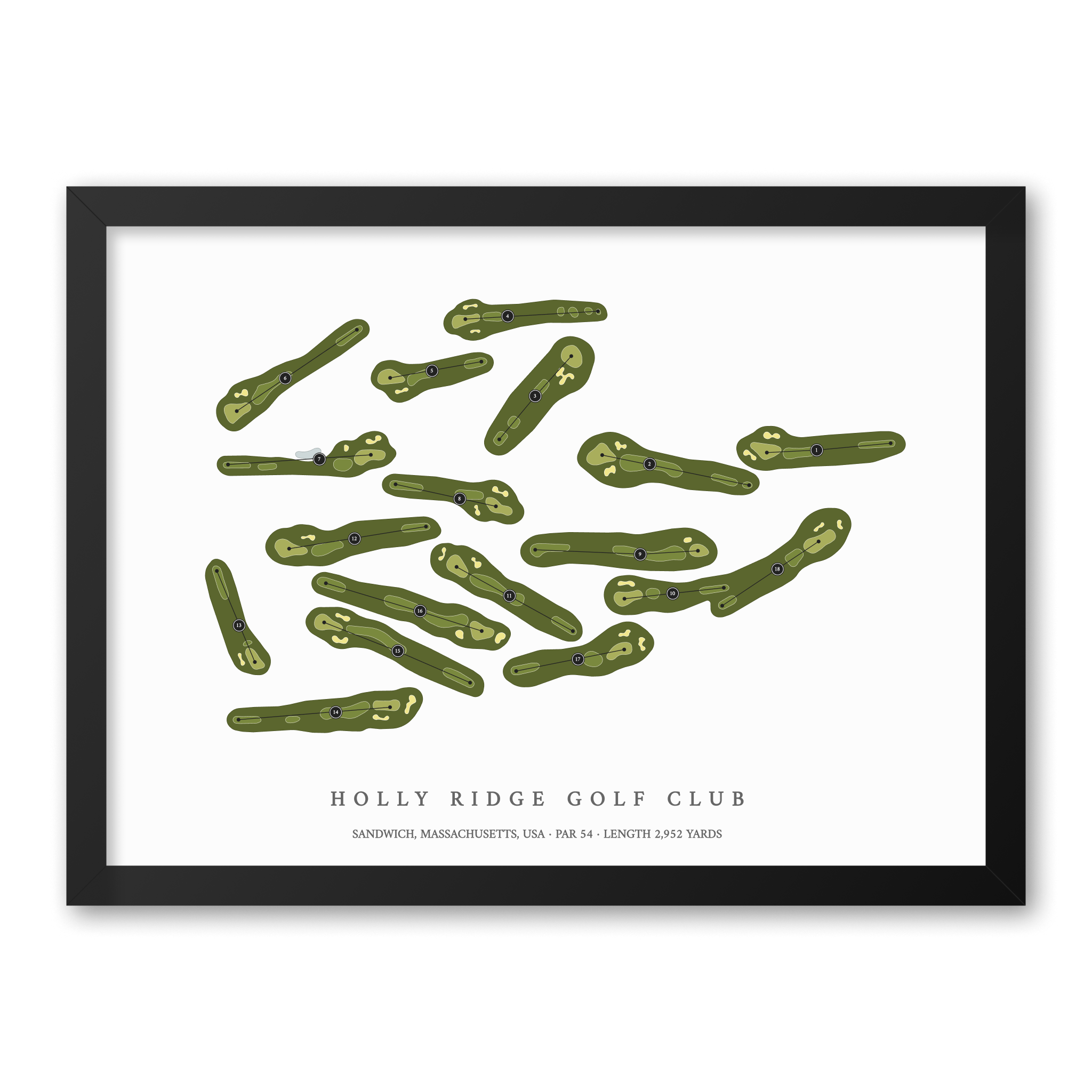Holly Ridge Golf Club | Golf Course Map | Black Frame