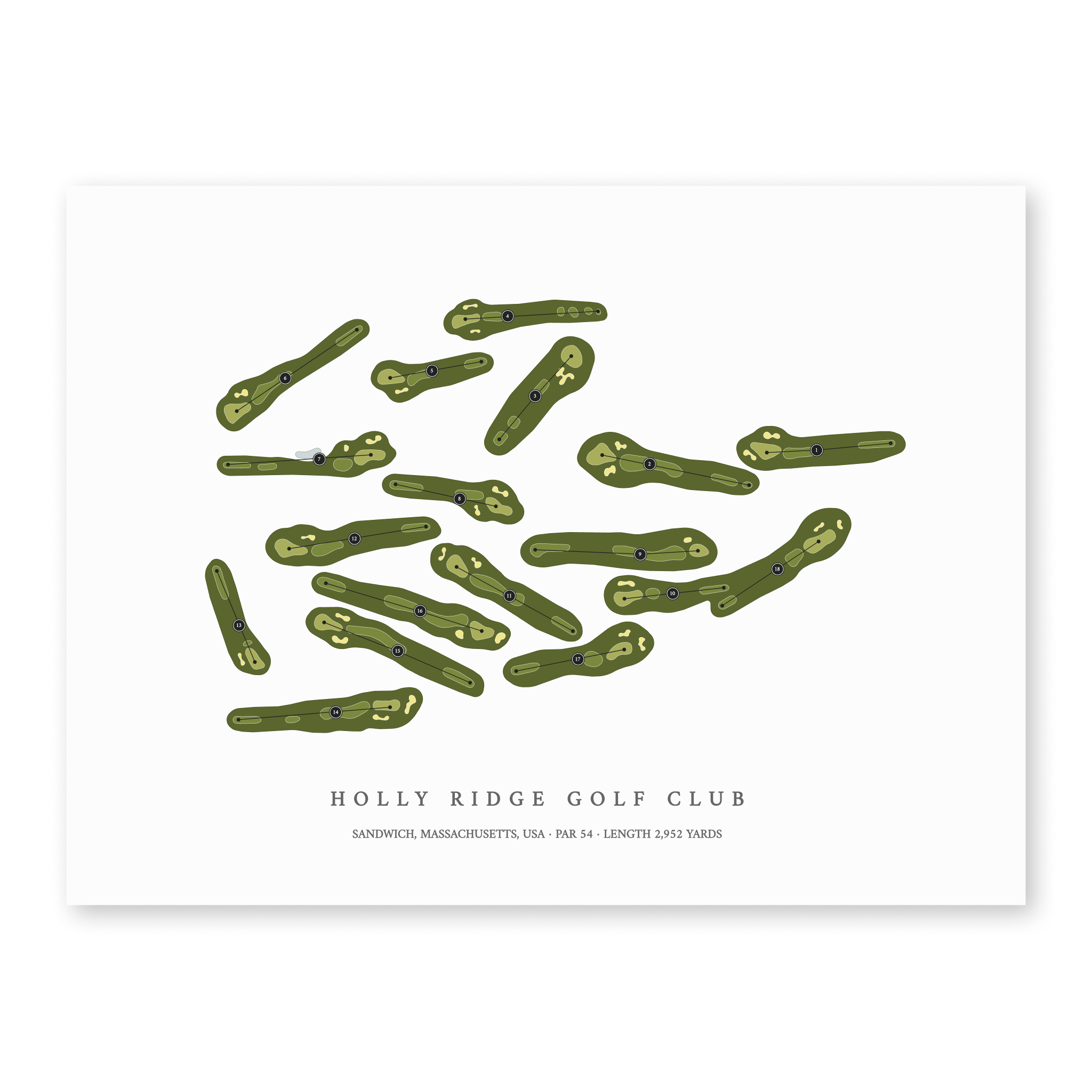 Holly Ridge Golf Club | Golf Course Map | Unframed