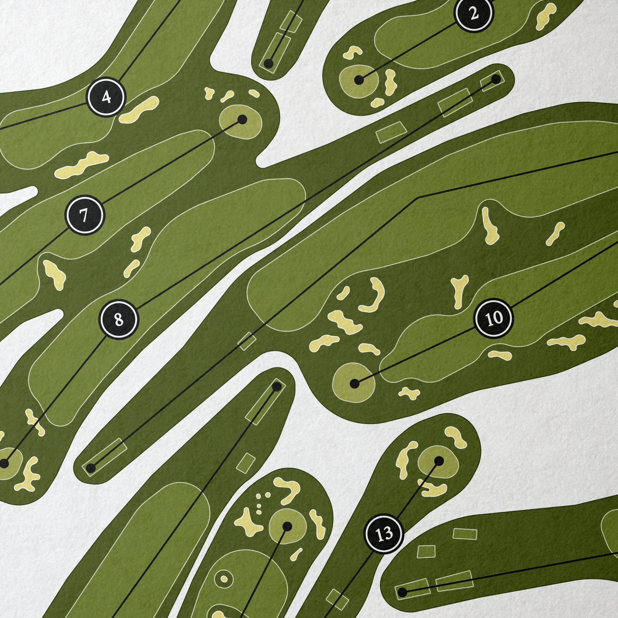 Huntington Crescent Club | Golf Course Print | Close Up
