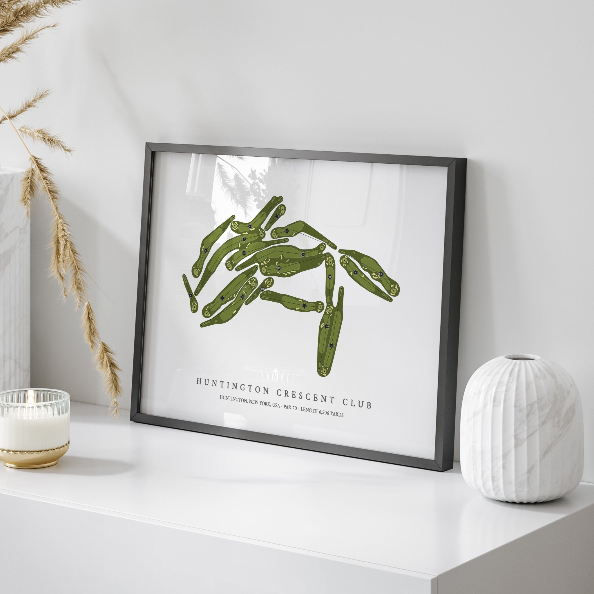 Huntington Crescent Club | Golf Course Print | On Table