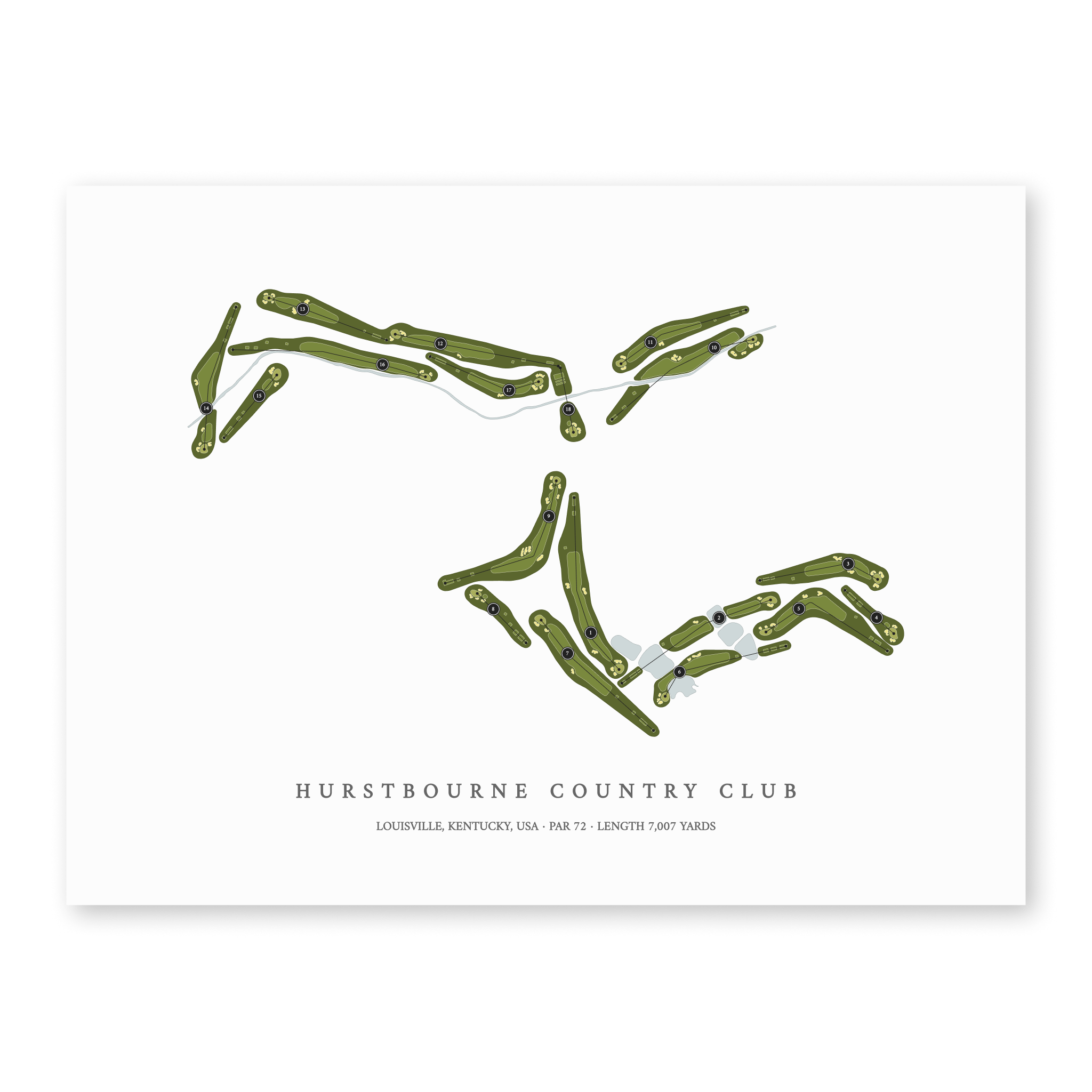 Hurstbourne Country Club | Golf Course Map | Unframed