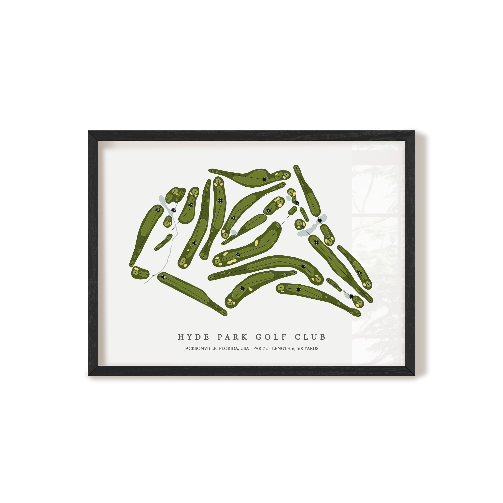 Hyde Park Golf Club | Golf Course Map | Black Frame