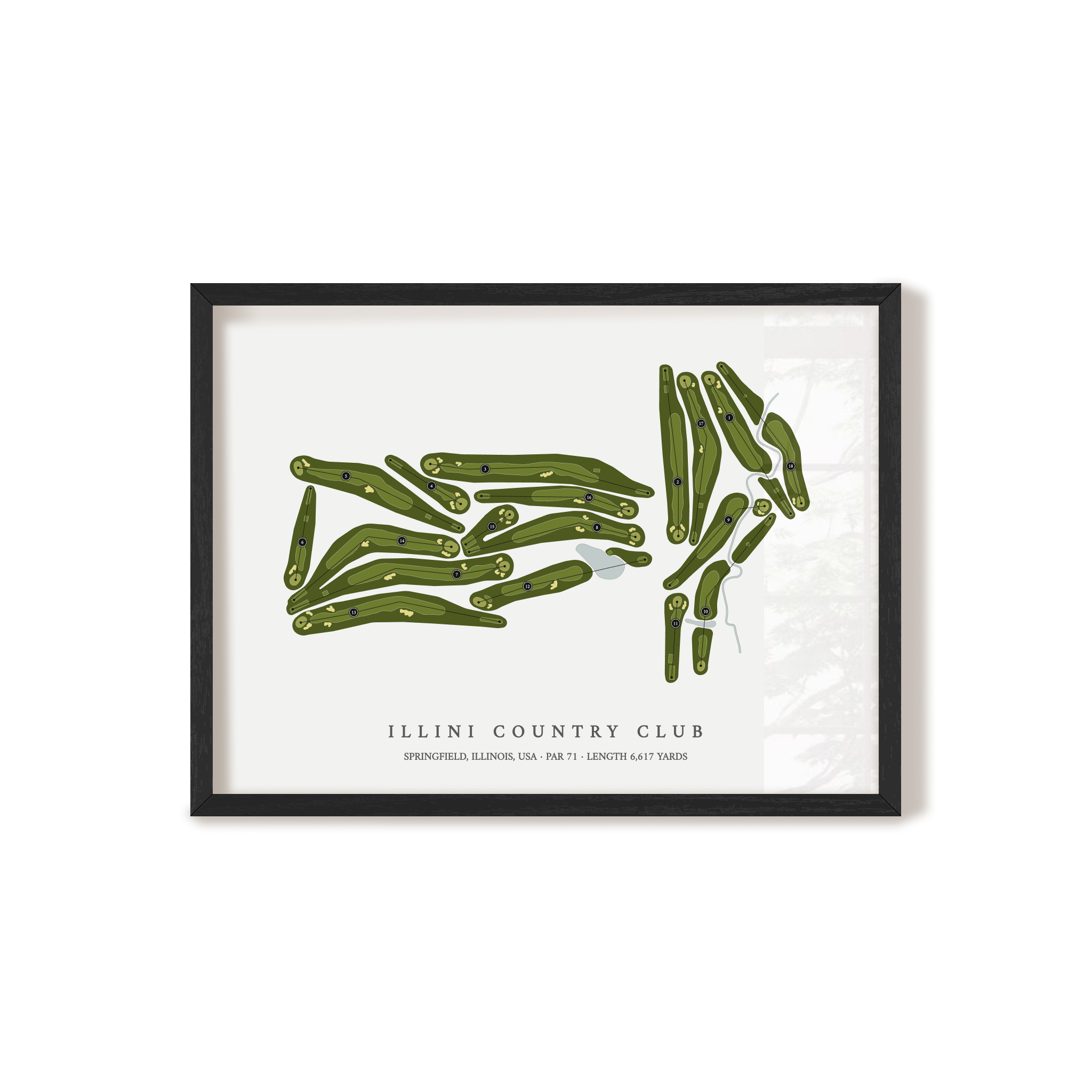Illini Country Club | Golf Course Print | Black Frame