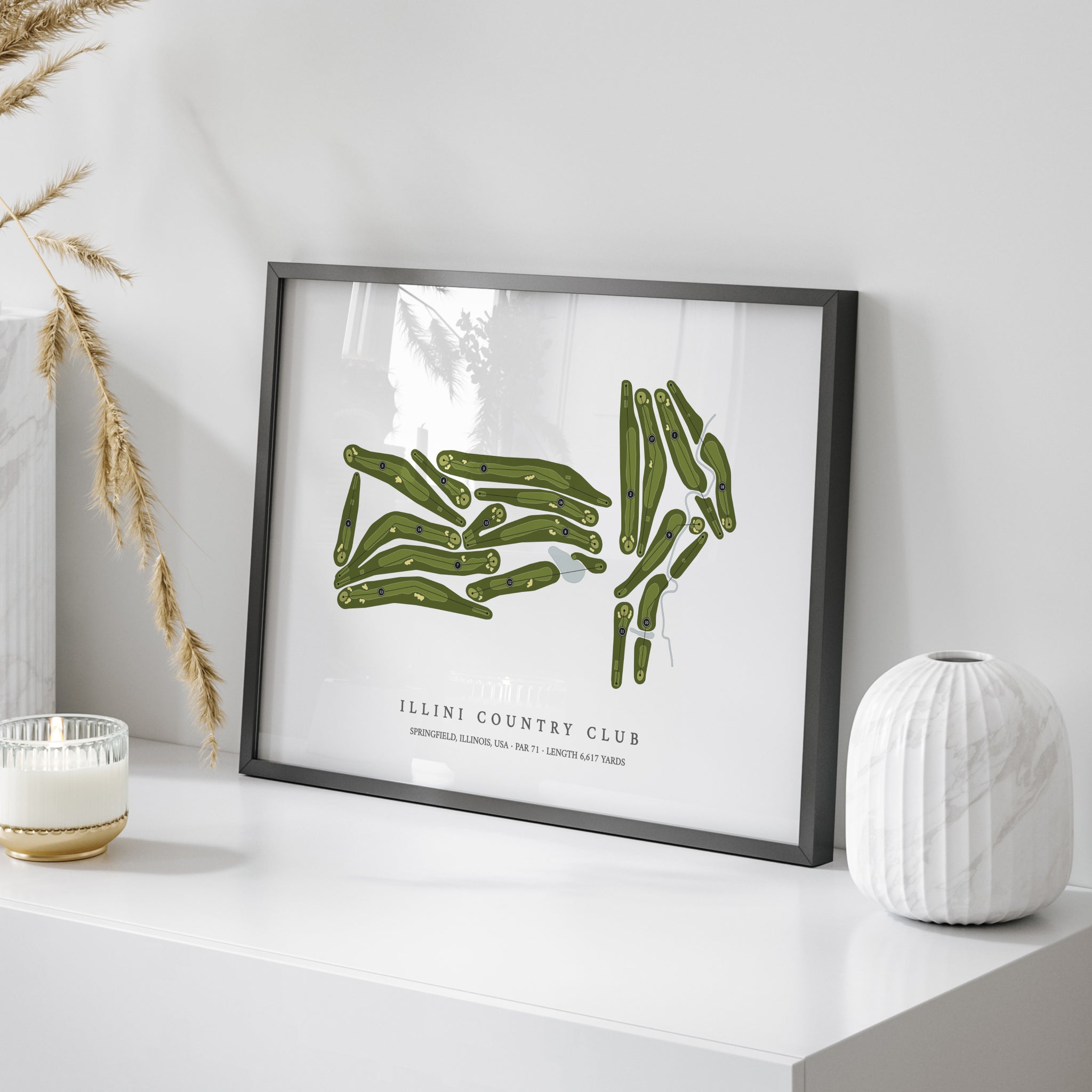 Illini Country Club | Golf Course Print | On Table