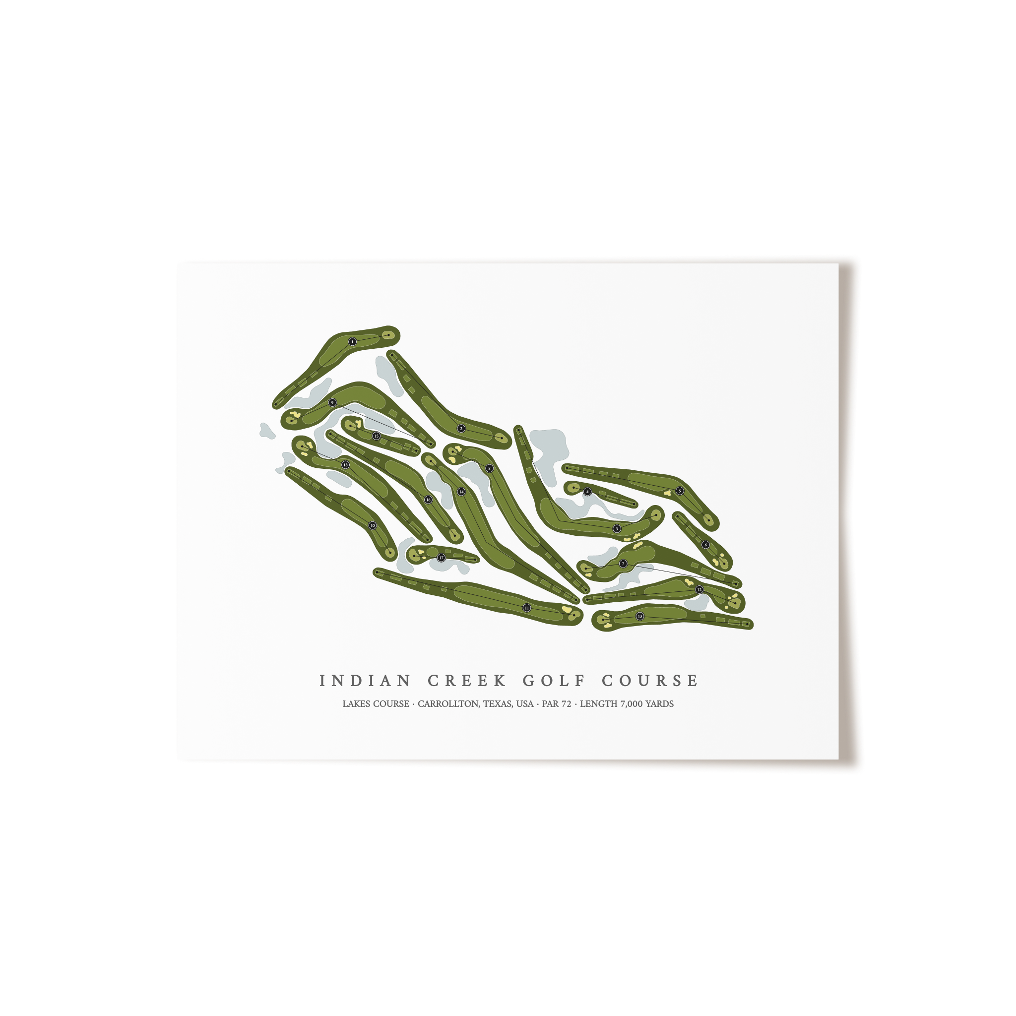 Indian Creek Golf Club - Lakes Course | Golf Course Map | Unframed