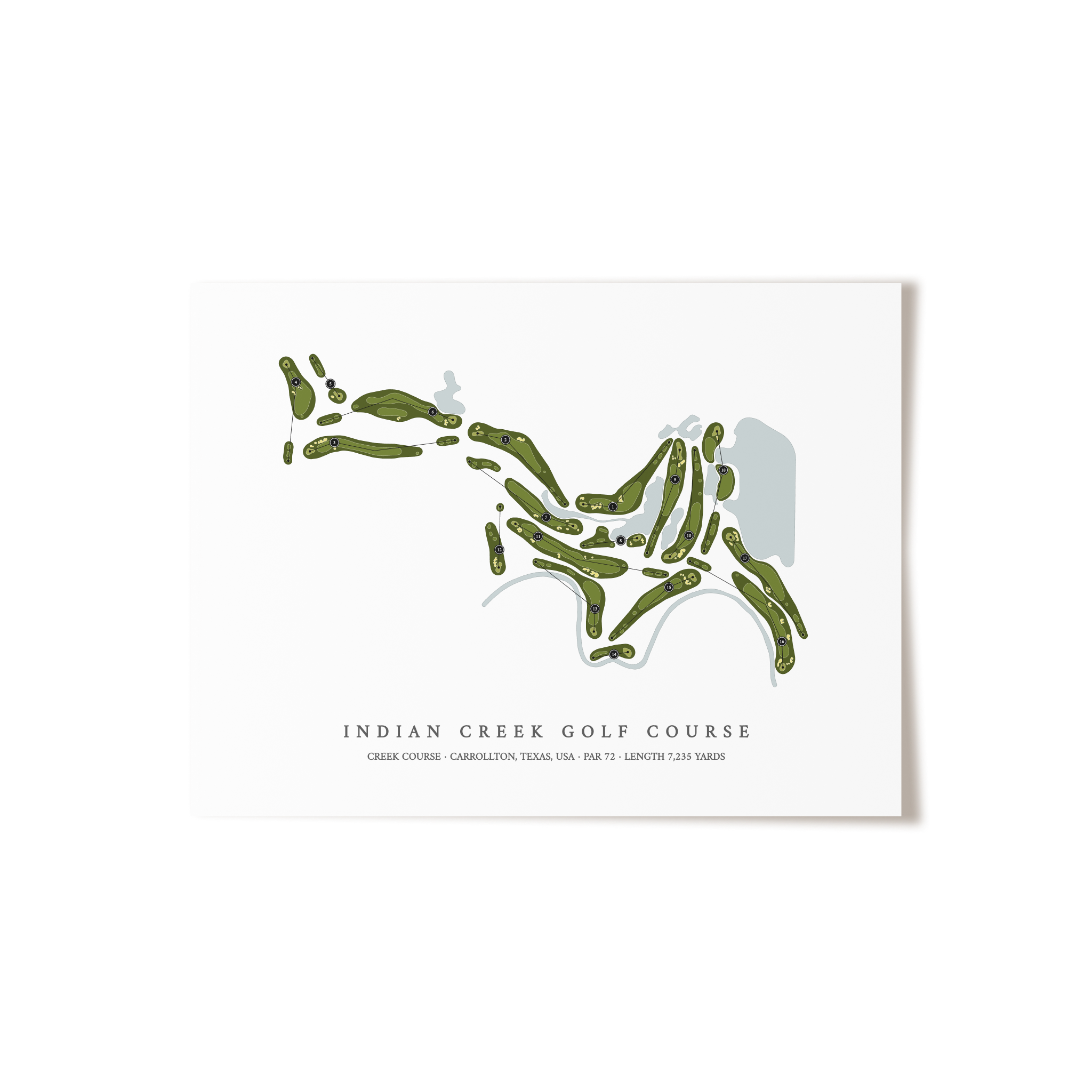 Indian Creek Golf Course - Creek Course | Golf Course Map | Unframed