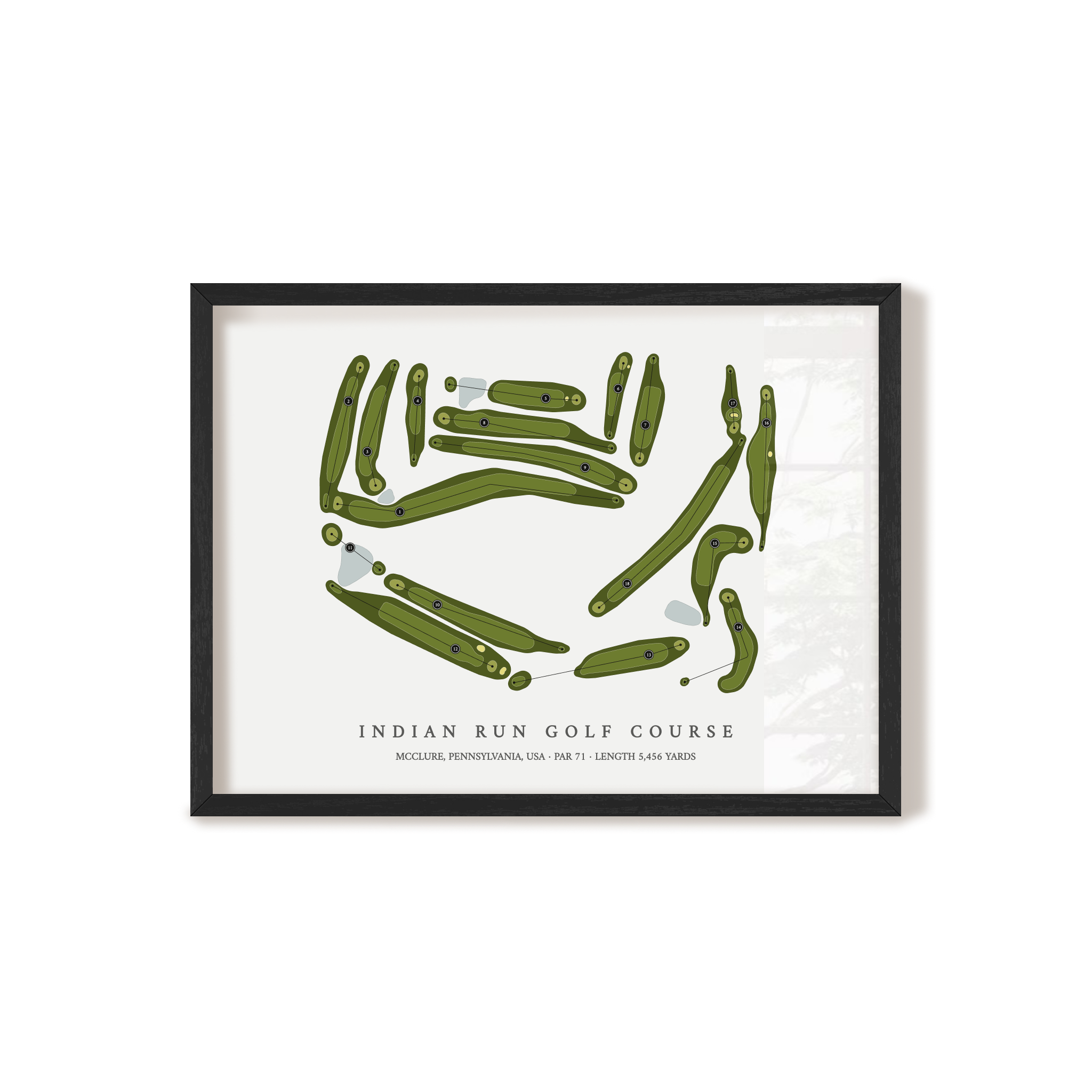 Indian Run Golf Course | Golf Course Map | Black Frame