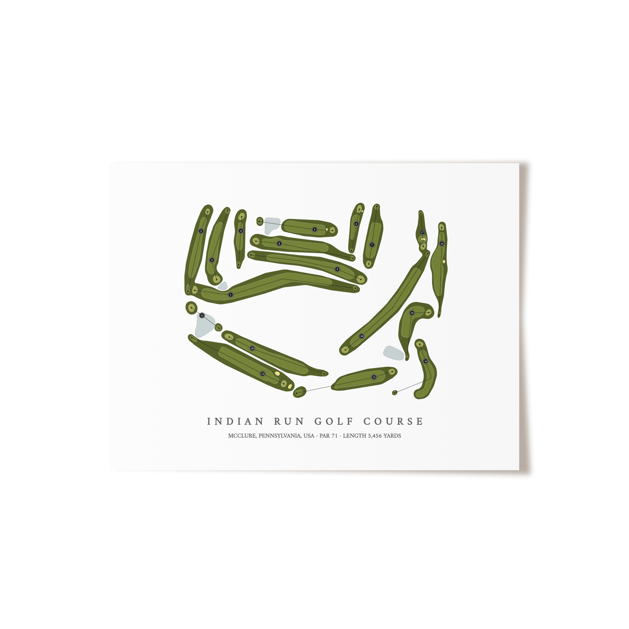 Indian Run Golf Course | Golf Course Map | Unframed