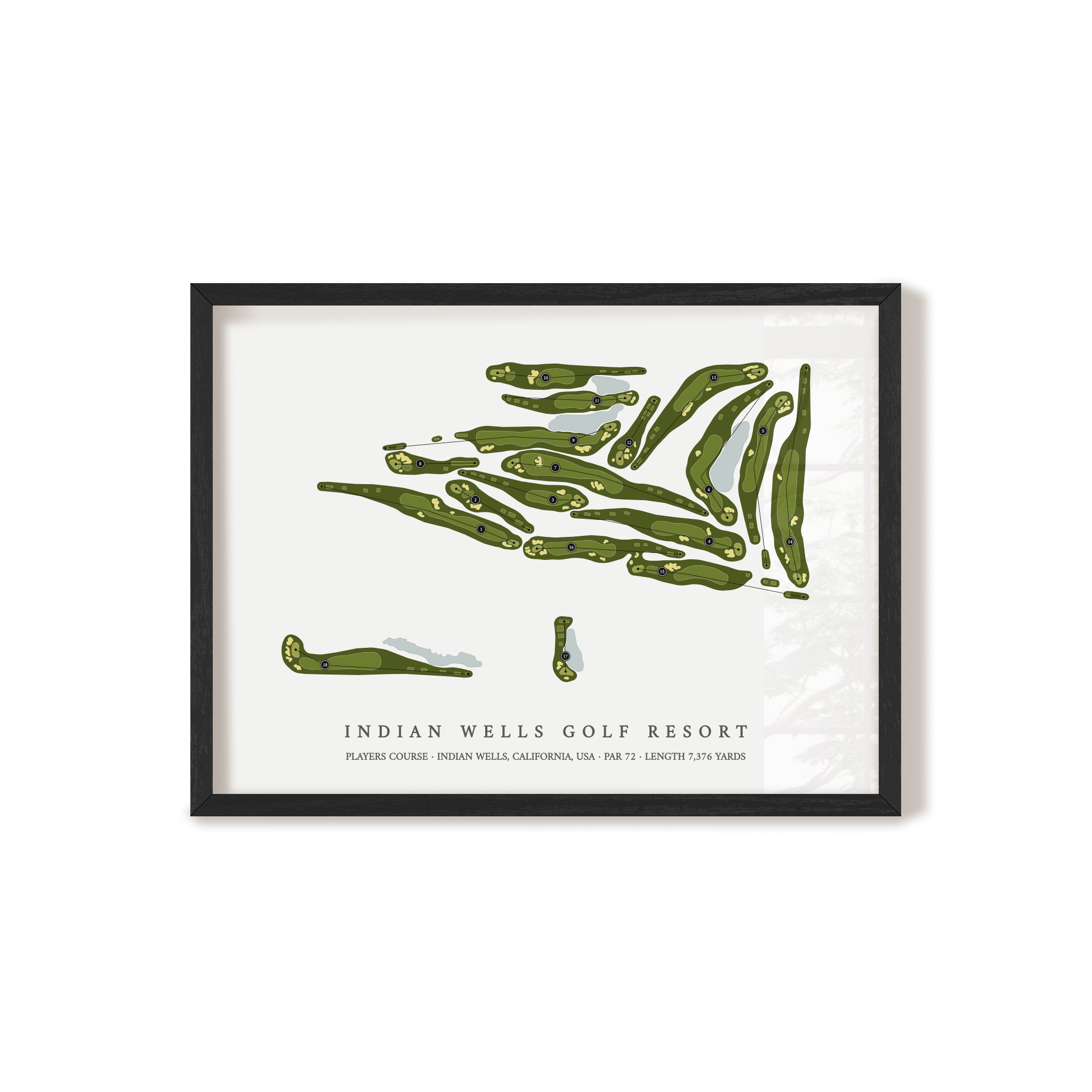Indian Wells Golf Resort - Players Course | Golf Course Map | Black Frame